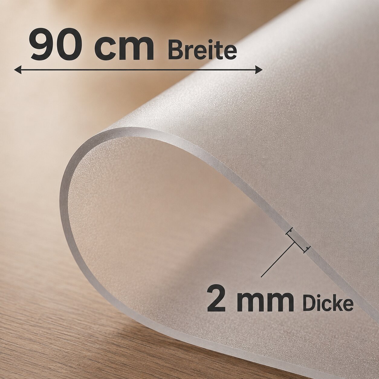 Tischfolie 2mm mattiert Tischschutzfolie Matt 90cm Breite – Ansicht 11