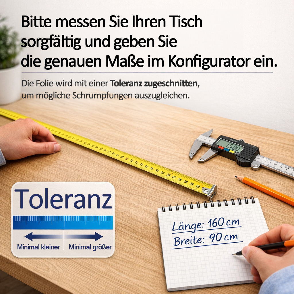 Tischfolie 2mm transparent einseitig mattiert nach Maß