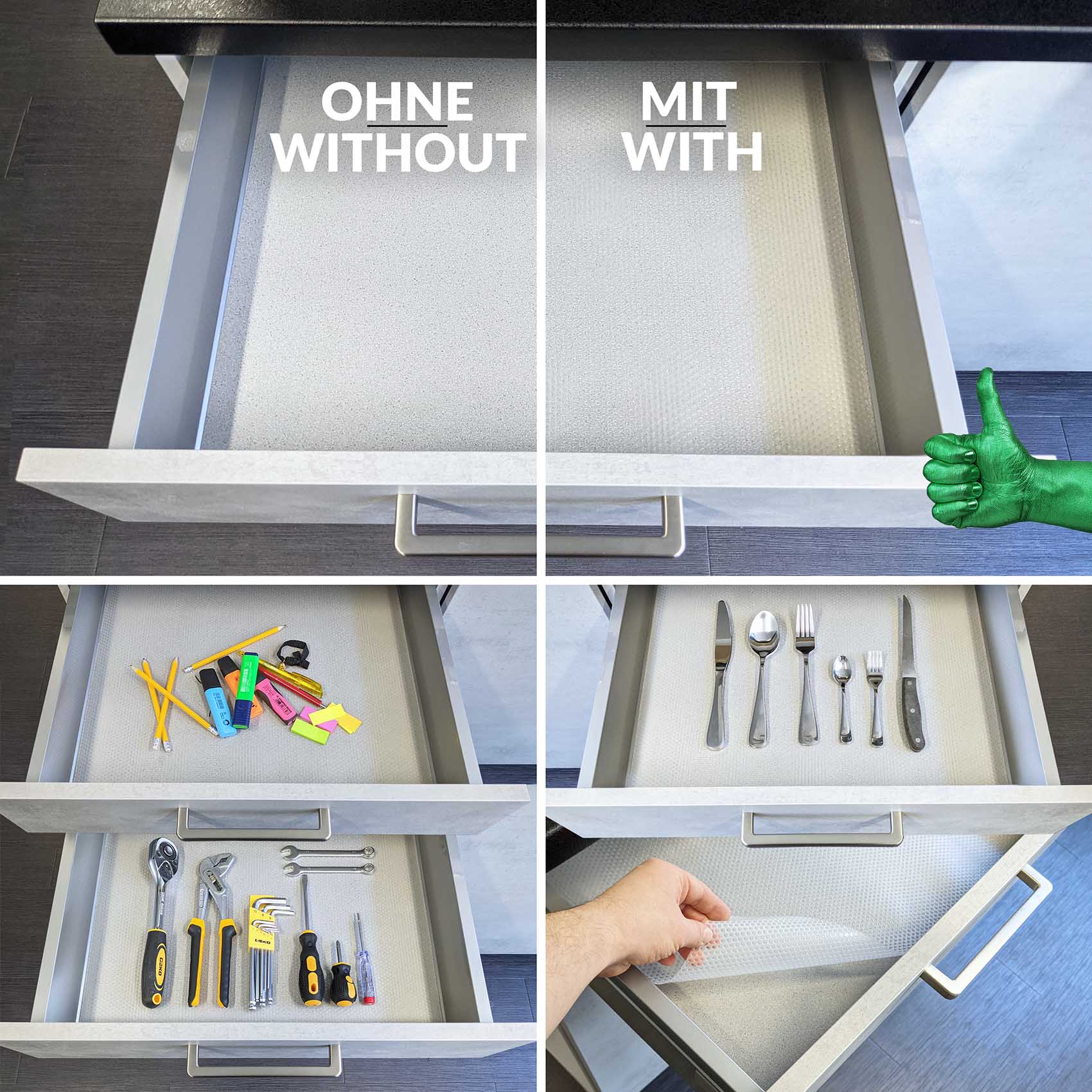 Anti-Rutsch Folie Schubladenmatte Schubladeneinlage Kühlschrankmatte Küche  500cm