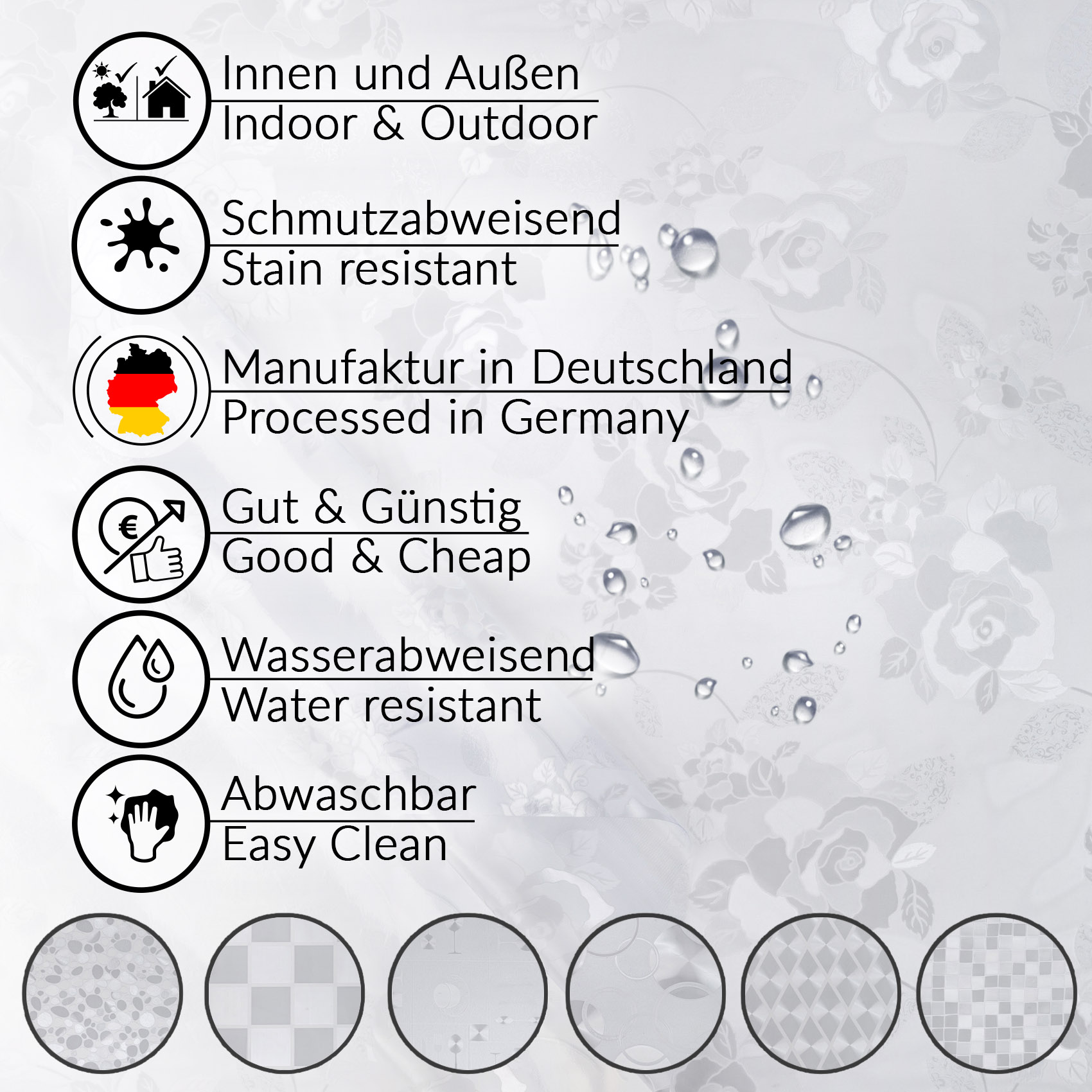 Durchsichtige Tischdecke transparent Blumen 0,2 mm halbtransparent glasklar Tischfolie Tischschutz