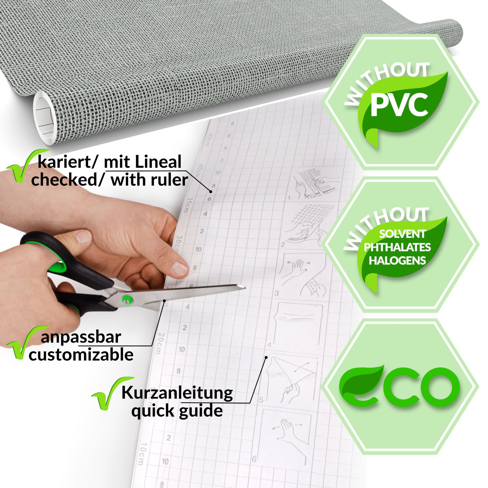 Klebefolie Möbelfolie selbstklebende Folie Dekofolie matt 0,45x2m PVC-frei – Jute Grau