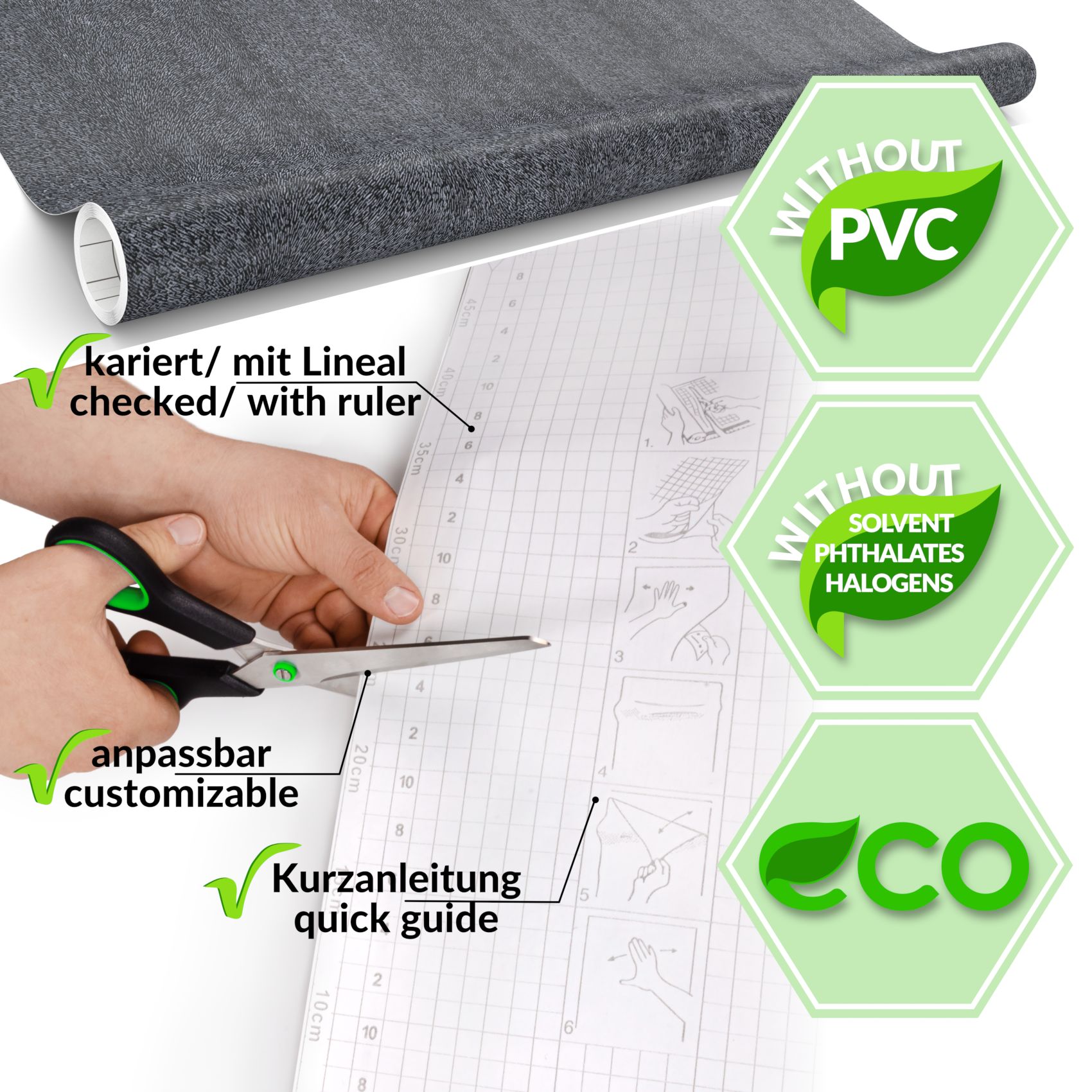 Klebefolie Möbelfolie selbstklebende Folie Dekofolie matt 0,45x2m PVC-frei – Granit Naturstein Grau