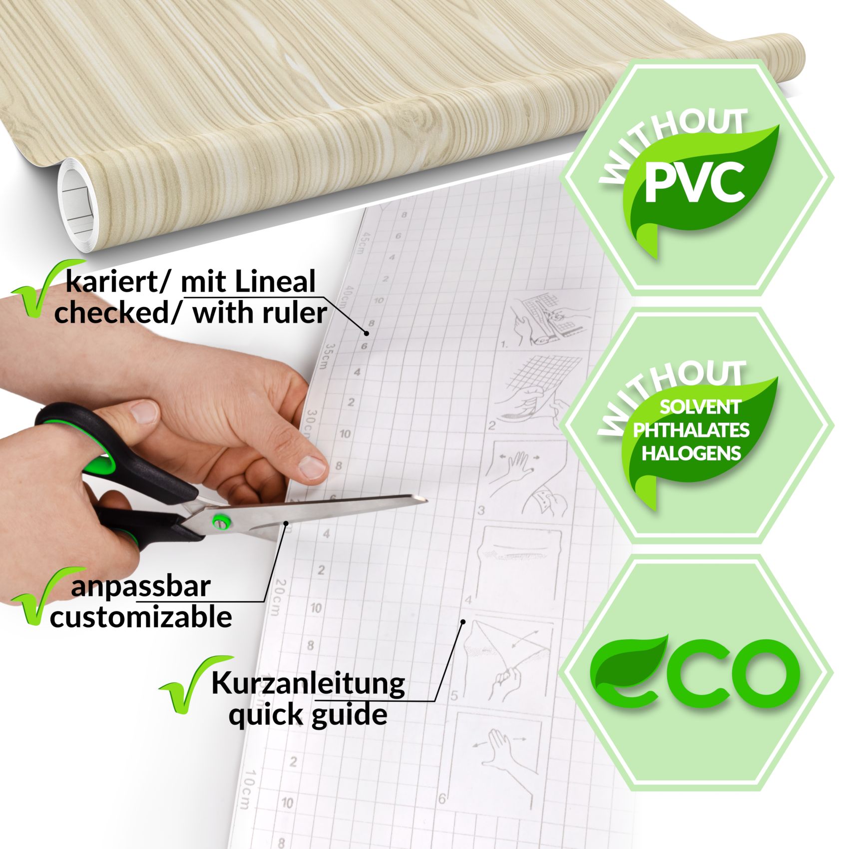 Klebefolie Möbelfolie matt selbstklebende Dekofolie Möbel 0,45x2m PVC-frei – Holz Kiefer