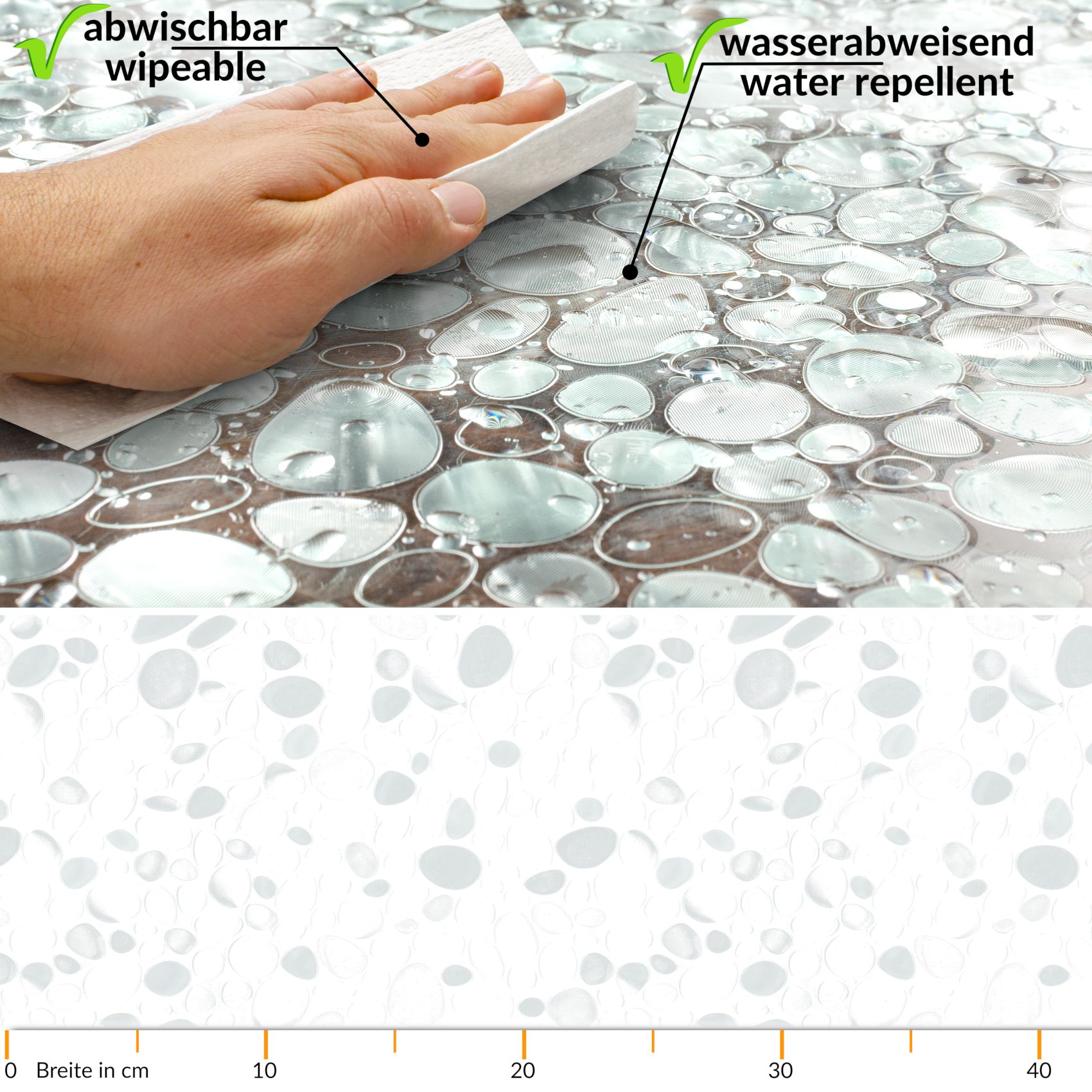 Fensterfolie Sichtschutzfolie Glasfolie Milchglasfolie Glasdekor selbstklebend PVC-frei 0,45x2m &#8211; 3D Kieselsteine
