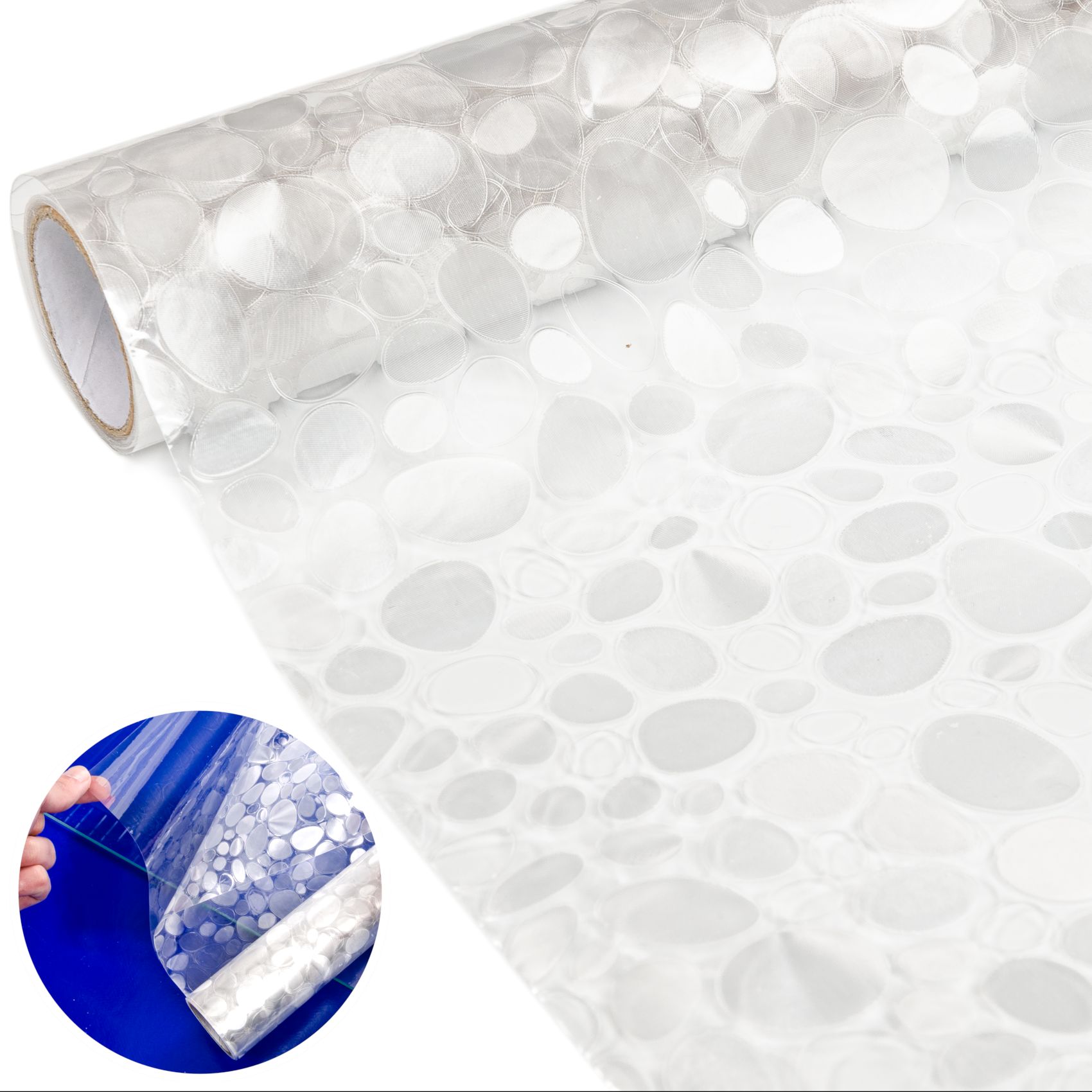 Fensterfolie Sichtschutzfolie Glasfolie Milchglasfolie Glasdekor selbstklebend PVC-frei 0,45x2m &#8211; 3D Kieselsteine