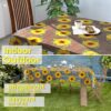 Transparente Tischdecke durchsichtig Tischfolie Tischschutzfolie 0,15mm mit Muster Sonnenblumen &#8211; 100x140cm, Schnittkante