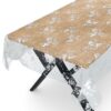 Transparente Tischdecke durchsichtig Tischfolie Tischschutzfolie 0,15mm mit Muster Blumen Weiß – 120x140cm, Schnittkante