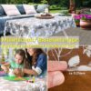 Transparente Tischdecke durchsichtig Tischfolie Tischschutzfolie 0,15mm mit Muster Blumen Weiß – 120x140cm, Schnittkante