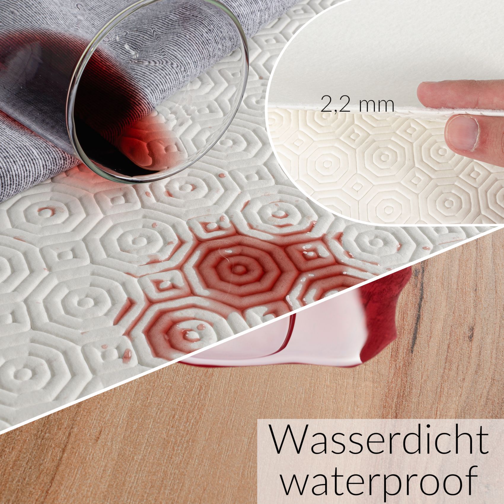 Tischschoner Tischdeckenunterlage Tischmolton 2,2mm Tischpolster Tischunterlage Gemustert rutschfest Vliesrücken Meterware