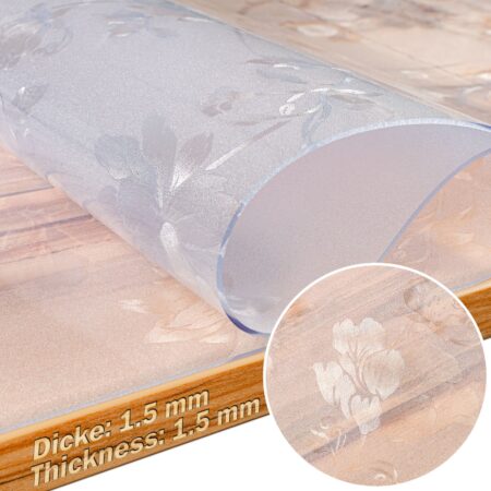 Tischfolie transparente Tischdecke durchsichtig Tischschutzfolie Tischschutz 1,5mm bedruckt Folie Motiv Blumen B-Ware