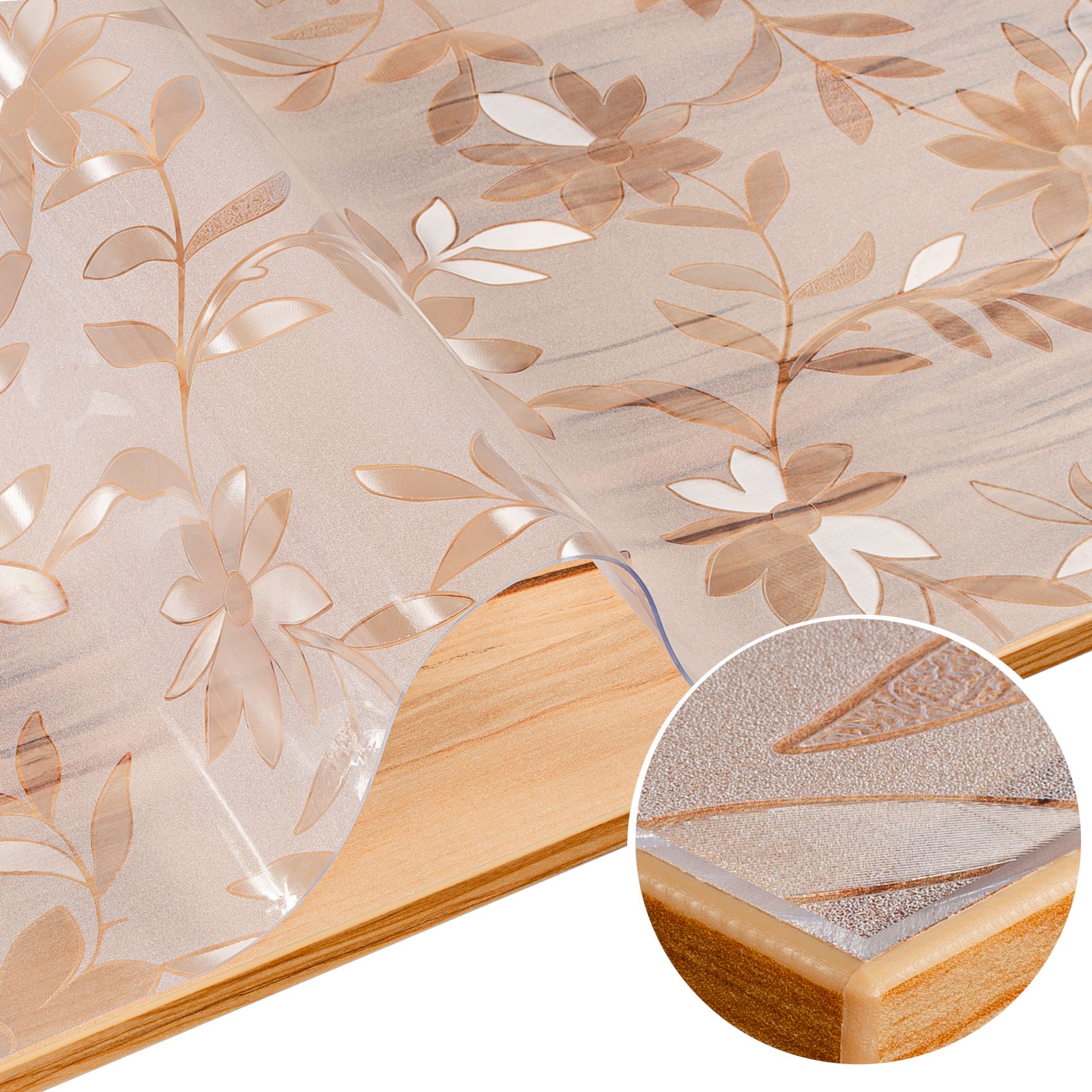 Tischfolie transparente Tischdecke durchsichtig Tischschutzfolie Tischschutz 1,5mm bedruckt Folie mit Motiv Blume B-Ware – 90cm, 100cm