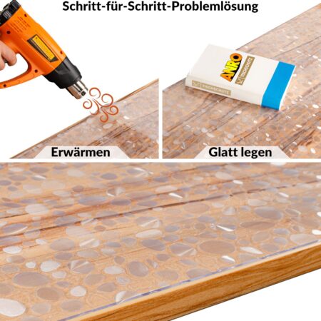Tischfolie transparente Tischdecke durchsichtig Tischschutzfolie Tischschutz 1,5mm bedruckt Folie Motiv Steine B-Ware
