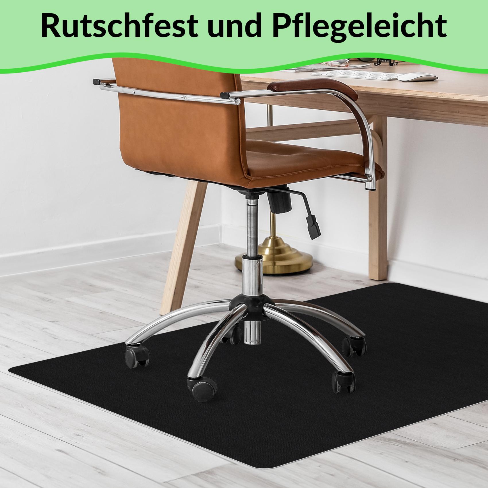 Bürostuhlunterlage Bodenschutzmatte Teppich Schreibtischstuhl Unterlage selbsthaftend NEMESIS Schwarz – 90x120cm