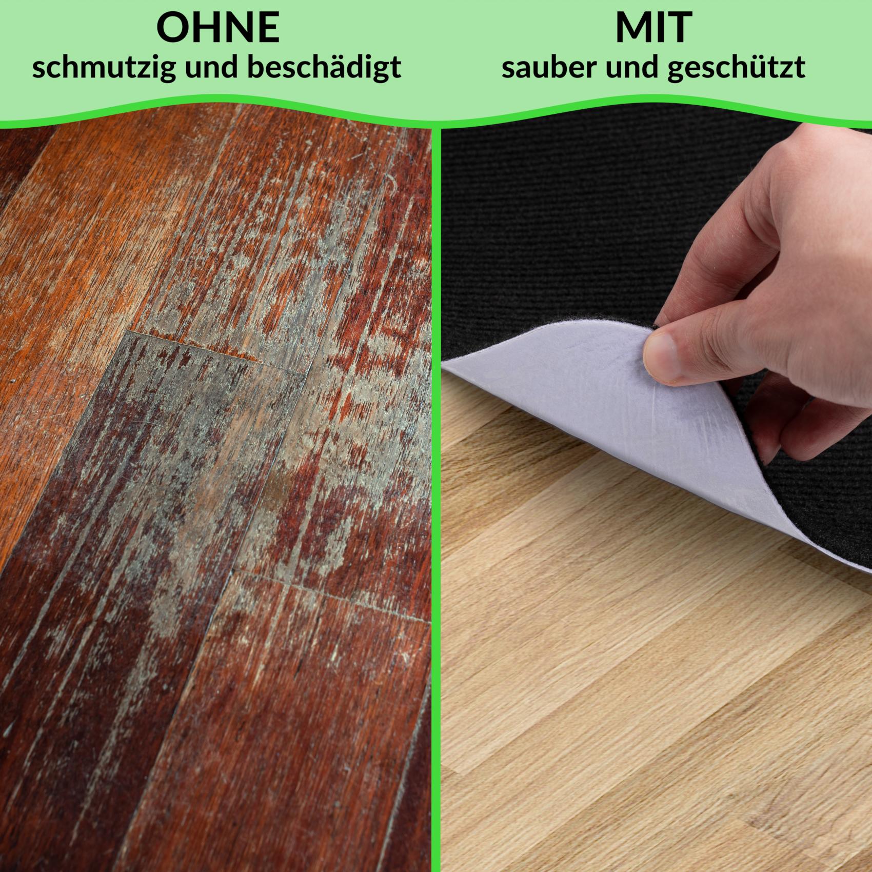 Bürostuhlunterlage Bodenschutzmatte Teppich Schreibtischstuhl Unterlage selbsthaftend NEMESIS Schwarz – 90x120cm