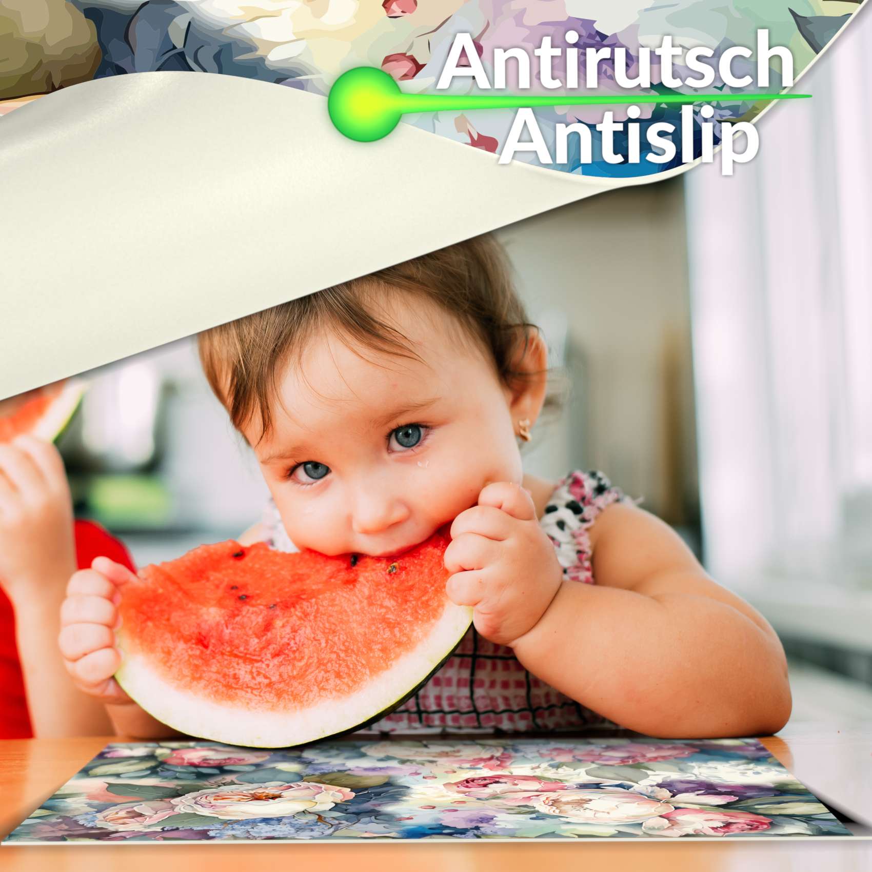 Tischset Platzset Platzdeckchen abwaschbar Tischuntersetzer PVC hitzebeständig Rosen 30x45cm