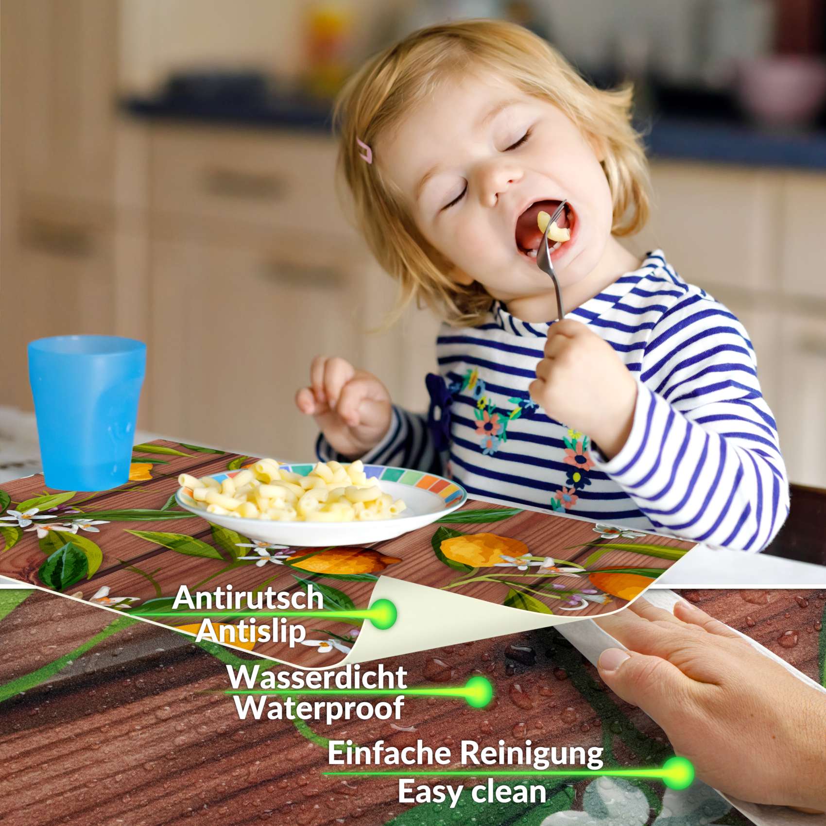 Platzsets Tischset Platzdeckchen abwaschbar Tischuntersetzer PVC hitzebeständig Zitrone Braun Grau 35x50cm
