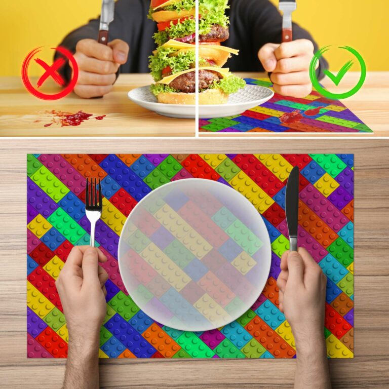 Platzsets Tischset Platzdeckchen abwaschbar Tischuntersetzer PVC hitzebeständig Bunte Bausteine 35 x 50 cm Tischschutzfolie nach Maß, Oval, Rund und nach Ihre Skizze!