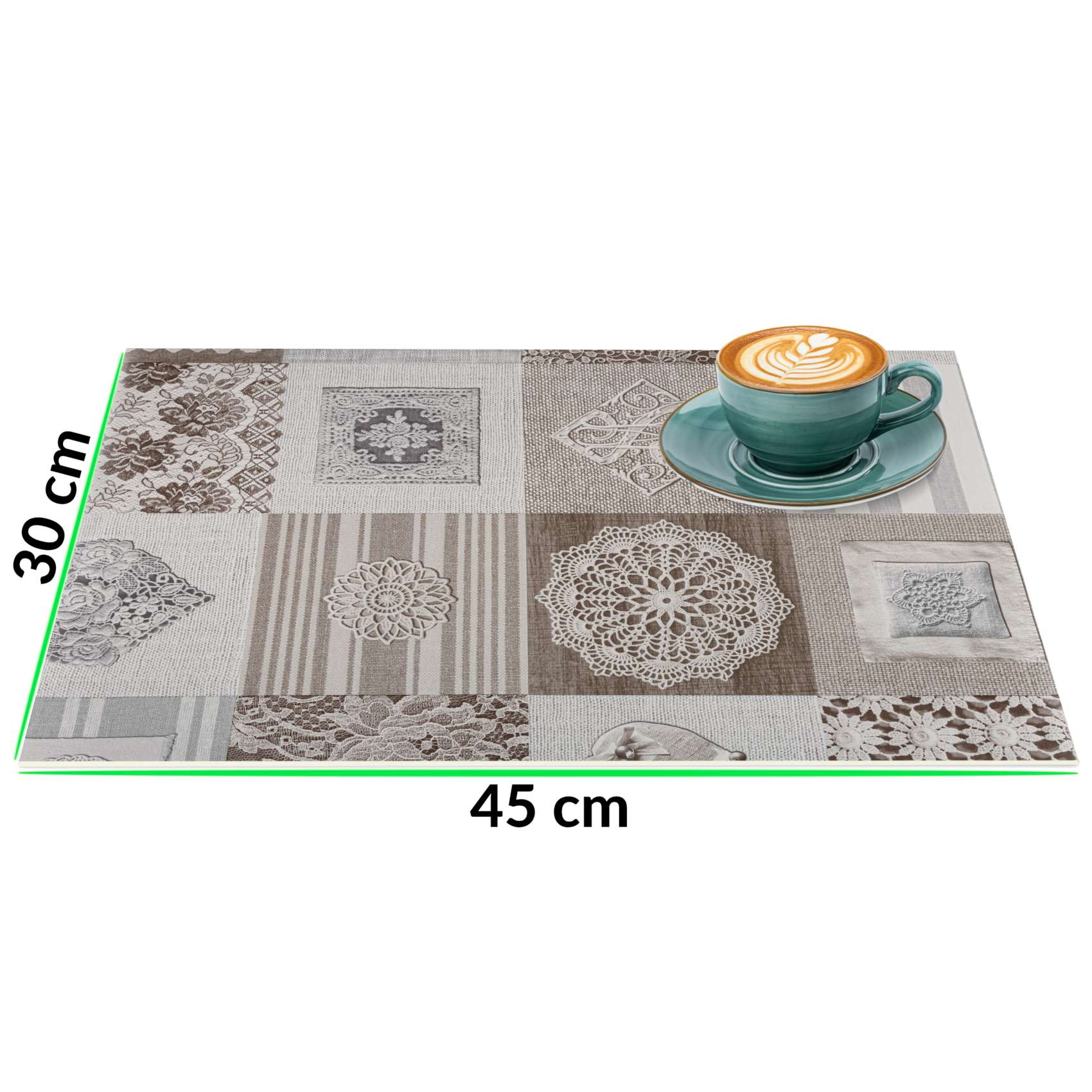 Platzsets Tischset Platzdeckchen abwaschbar Tischuntersetzer PVC hitzebeständig Patchwork Holz Liebe 30x45cm