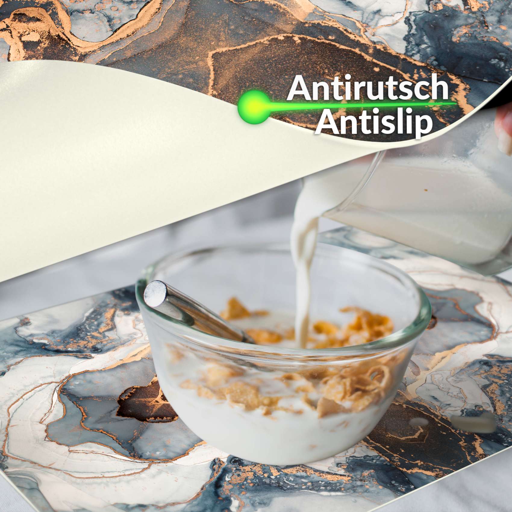 Platzset Tischset Tischmatte Platzdeckchen abwaschbar PVC Platzmatte Marmor Hell 30x45cm
