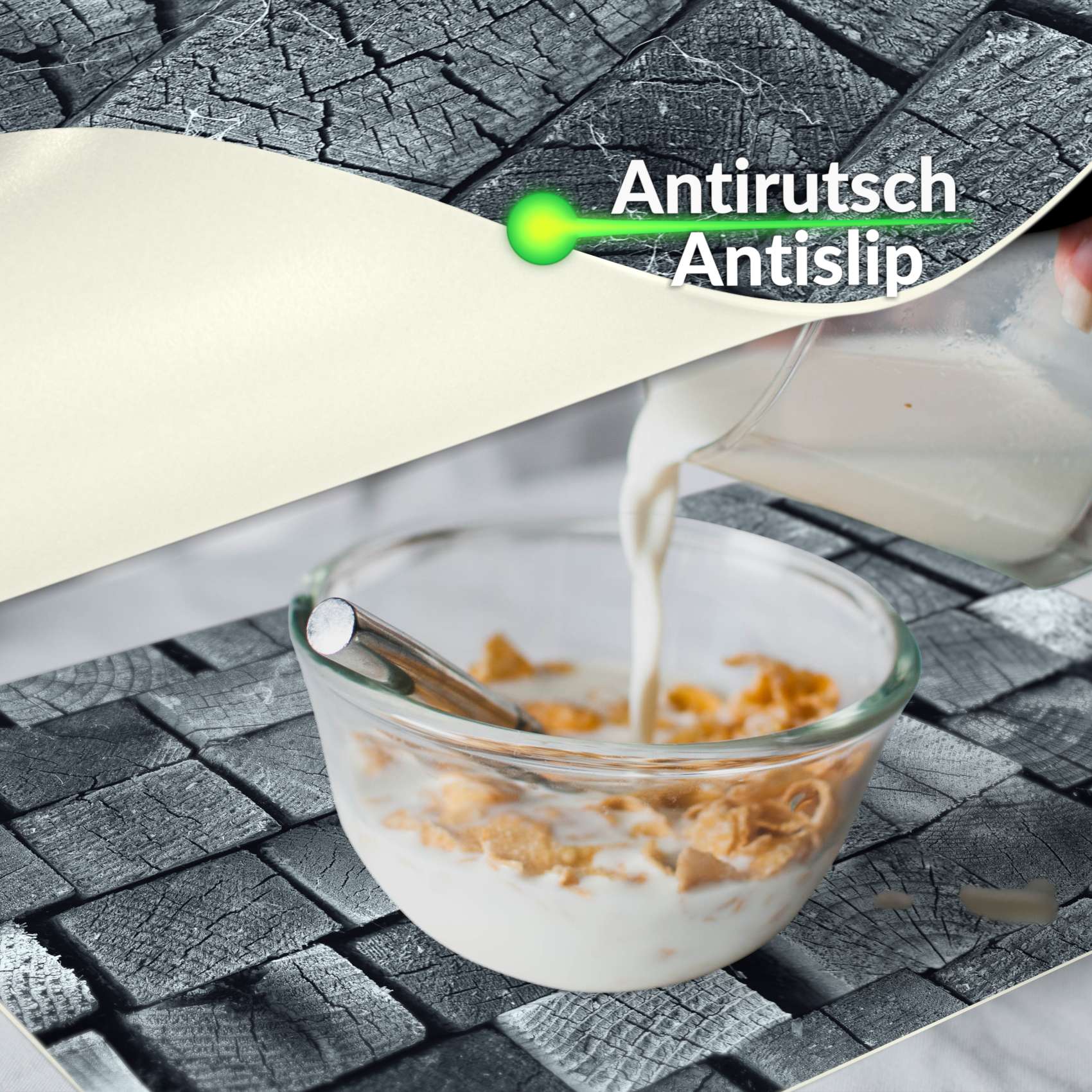 Tischset Platzset Platzdeckchen Tischmatte abwaschbar PVC Platzmatte Holz Anthrazit 30x45cm