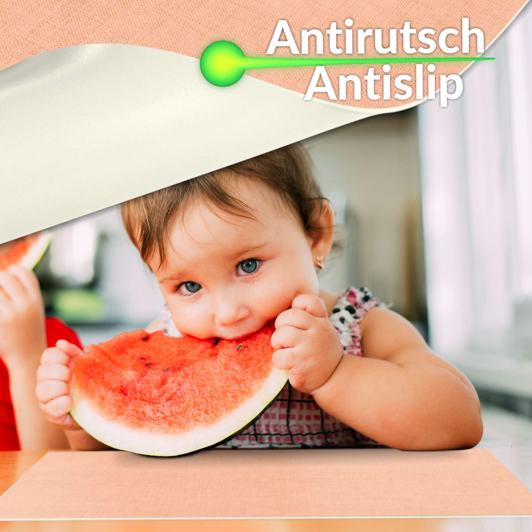 Platzsets Tischset Platzdeckchen abwaschbar Tischuntersetzer PVC hitzebeständig Uni Leinen peach 35x50cm