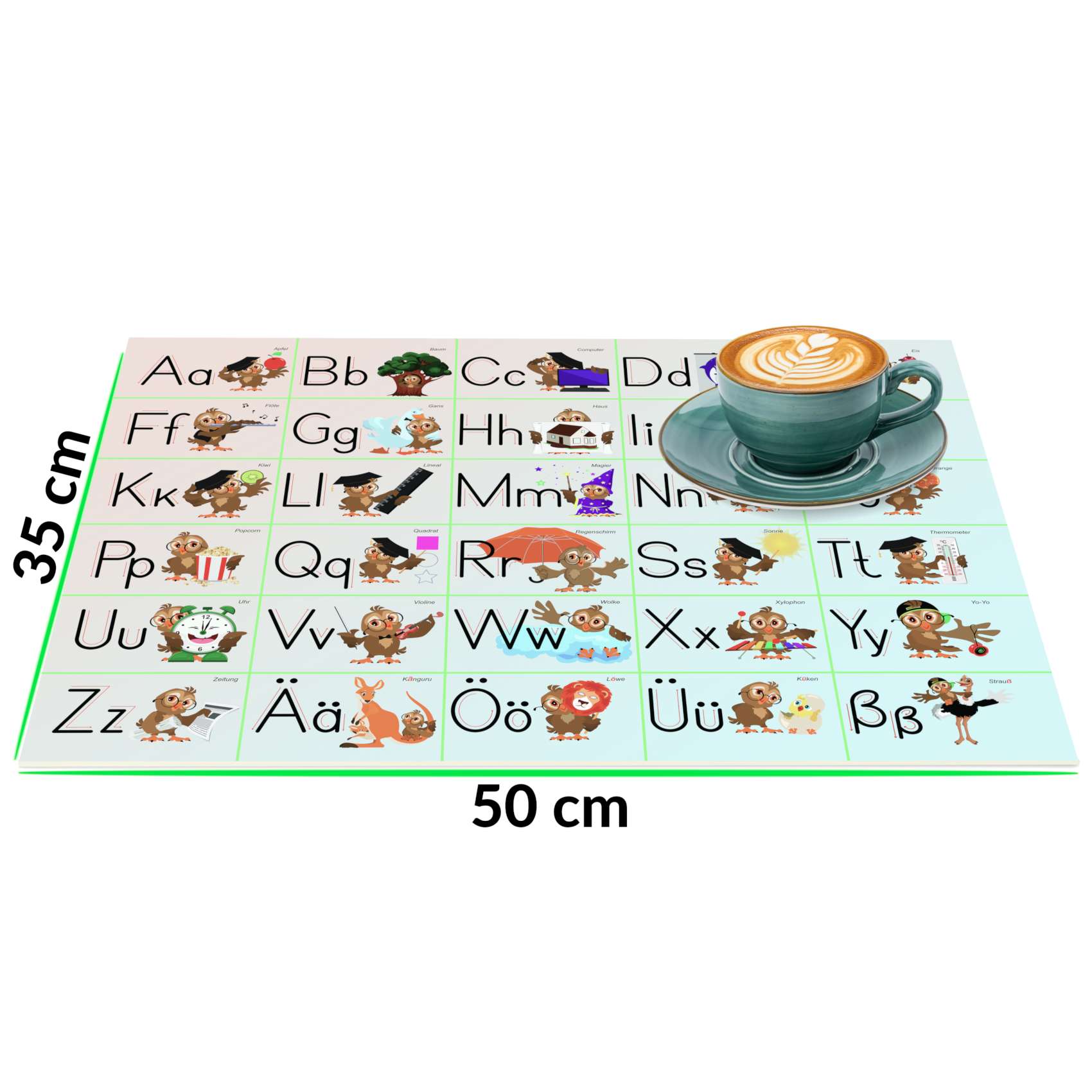 Qualitäts-Tischsets aus PVC – Robust und Pflegeleicht | Alphabet 35x50cm