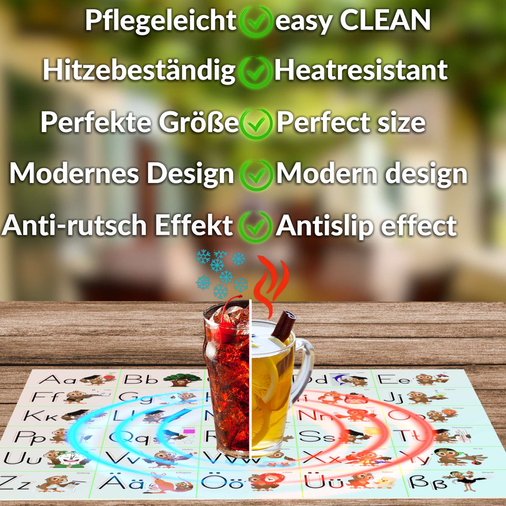 Qualitäts-Tischsets aus PVC – Robust und Pflegeleicht | Alphabet 35x50cm