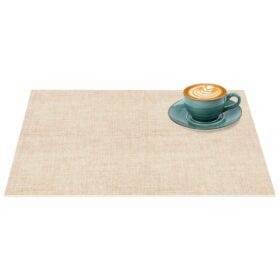 Tischset Platzset Platzdeckchen abwaschbar Tischuntersetzer PVC hitzebeständig Leinen Beige 30x45cm