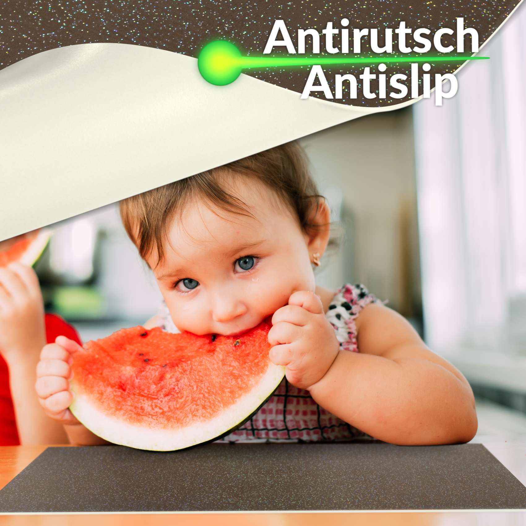 Platzsets Tischset Platzdeckchen abwaschbar Tischuntersetzer PVC hitzebeständig Glitzer Uni Braun 35x50cm