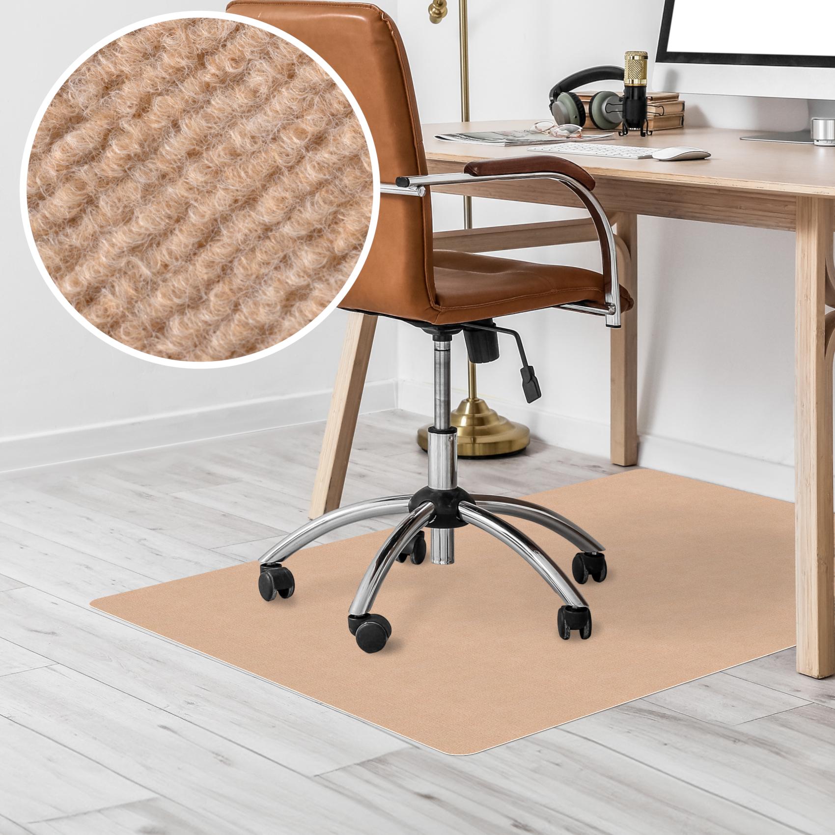 Bürostuhlunterlage Bodenschutzmatte Teppich Schreibtischstuhl Unterlage selbsthaftend NEMESIS Hellbraun – 090x120cm