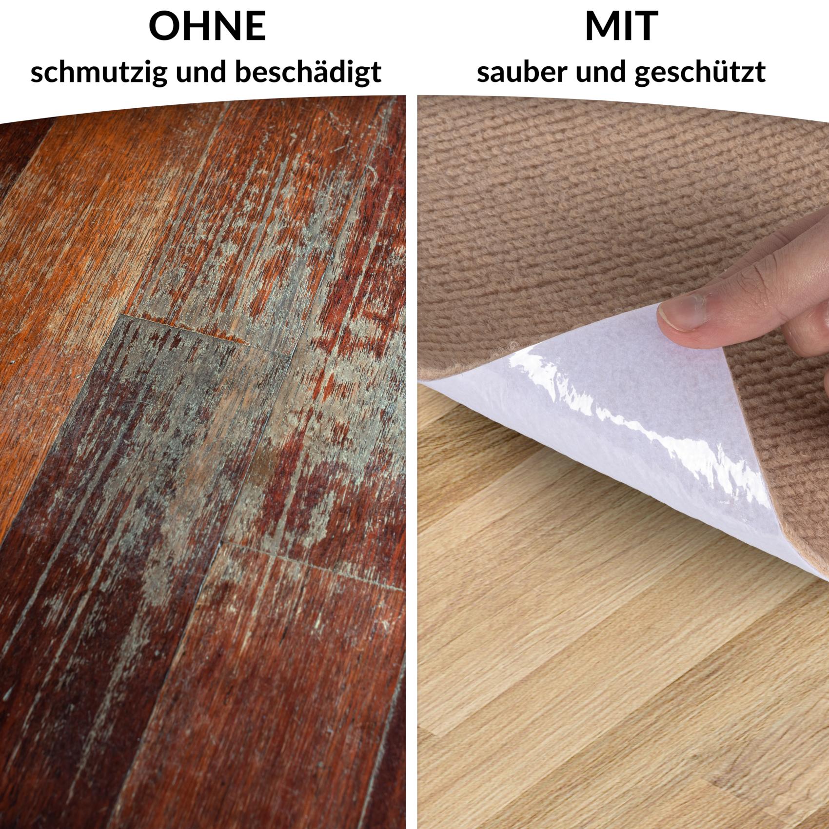 Bürostuhlunterlage Bodenschutzmatte Teppich Schreibtischstuhl Unterlage selbsthaftend NEMESIS Hellbraun – 090x120cm