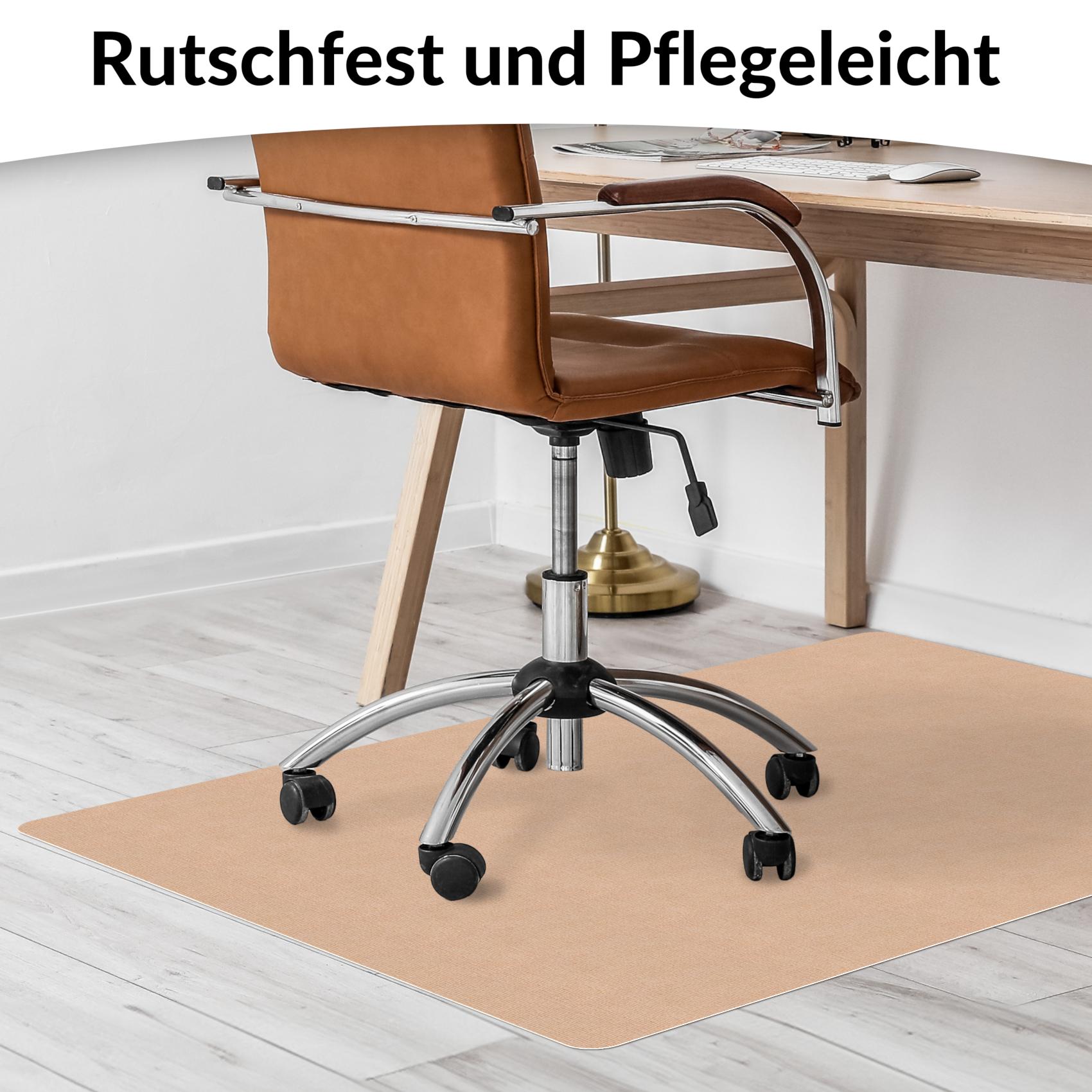 Bürostuhlunterlage Bodenschutzmatte Teppich Schreibtischstuhl Unterlage selbsthaftend NEMESIS Hellbraun – 090x120cm
