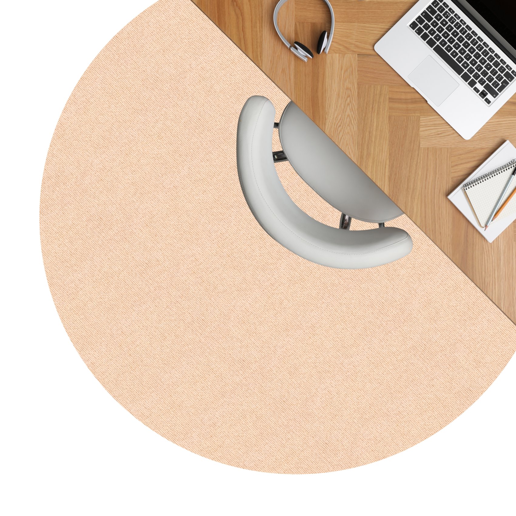 Bürostuhlunterlage Bodenschutzmatte Teppich Schreibtischstuhl Unterlage selbsthaftend NEMESIS Creme – Rund 150cm