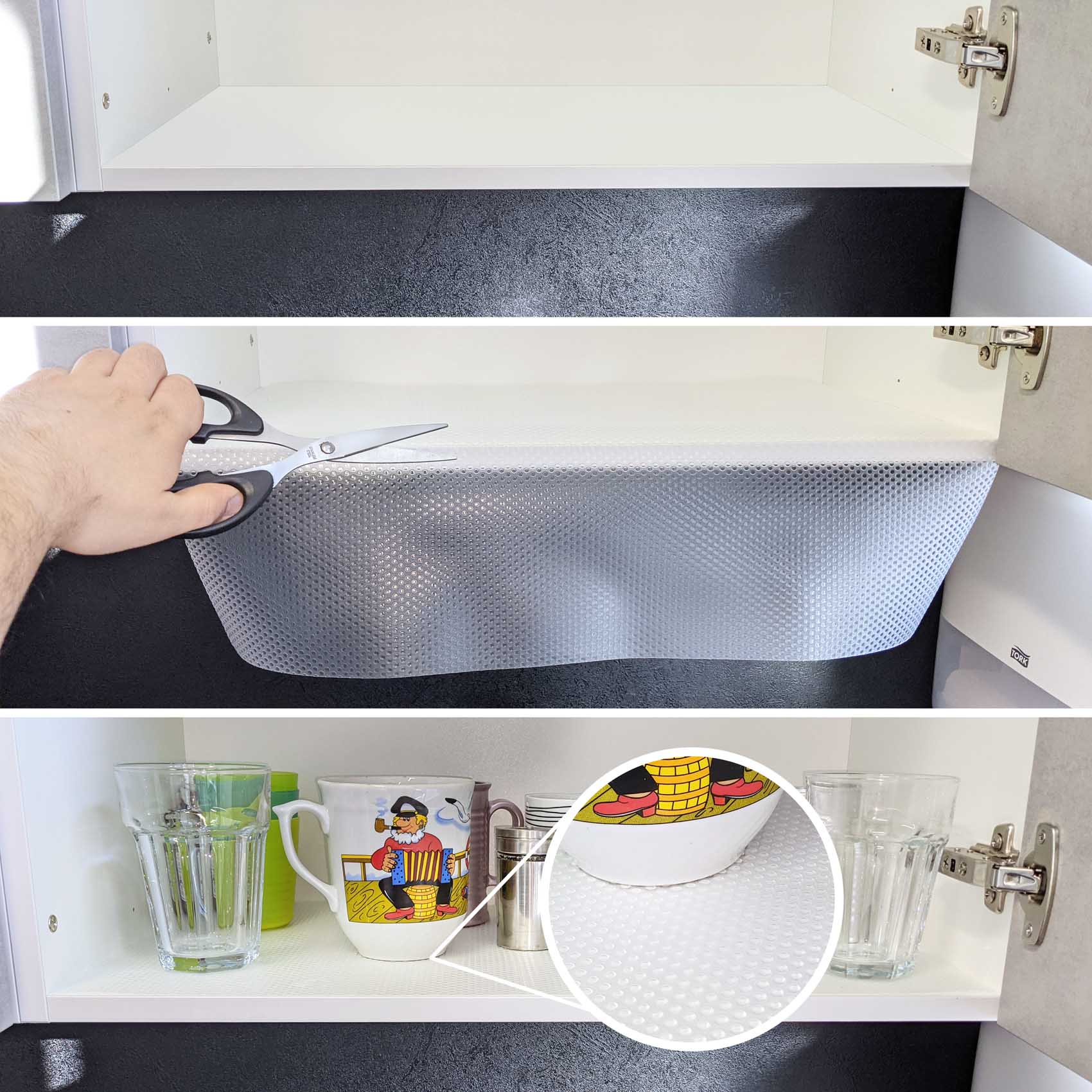 Schubladeneinlage Küche Schubladenmatte Anti-Rutsch Unterlage genoppt transparent – Milchig