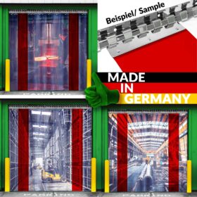 PVC Lamelle Streifenvorhang Rot transparent 2mm Meterware B-20cm