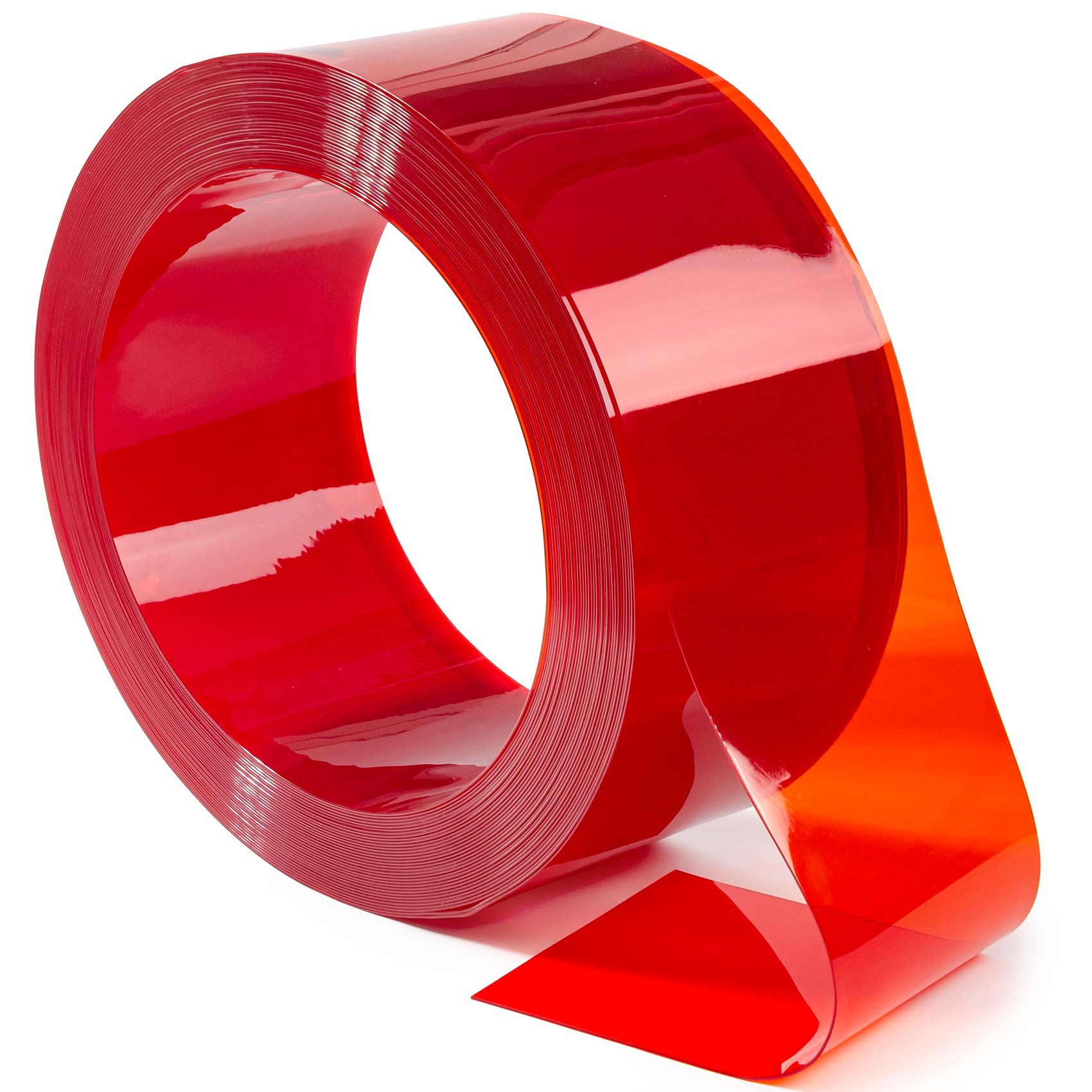 PVC Lamelle Streifenvorhang Rot transparent 2mm Meterware B-20cm