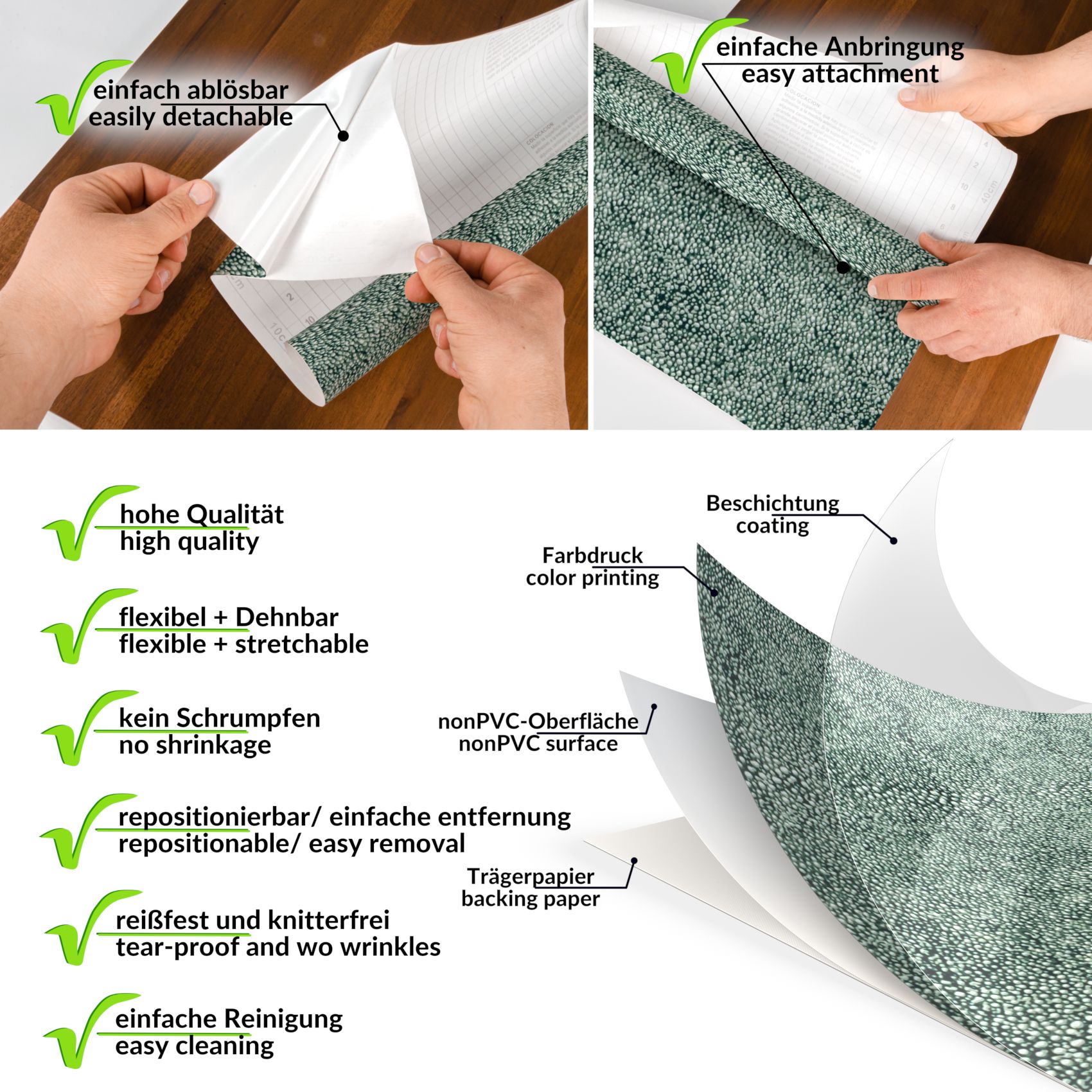 XPLND05_20 Klebefolie Möbelfolie selbstklebende Folie Dekofolie matt 0,45x2m PVC-frei – Naturstein Braun