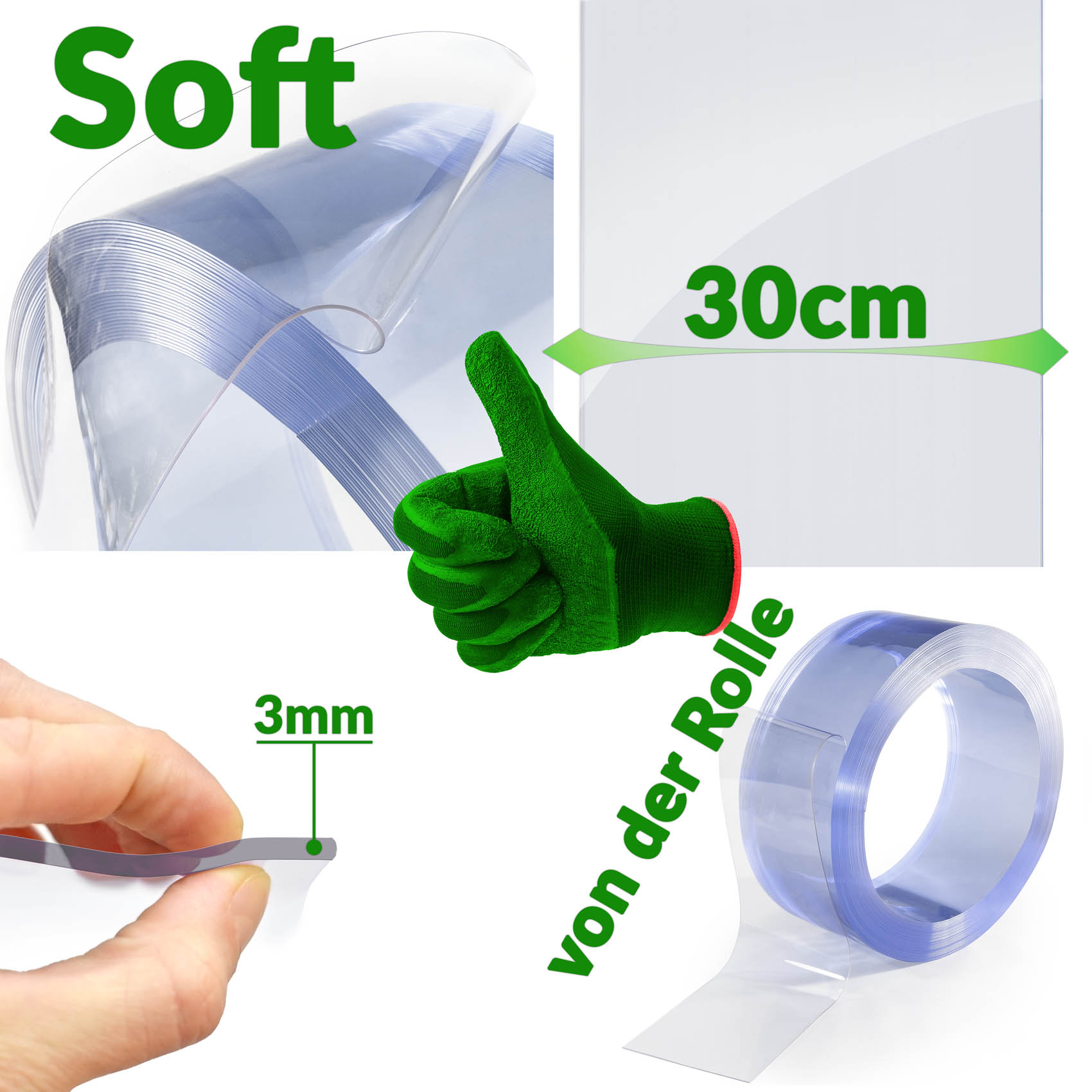 TA3-030_20-jpg PVC Streifenvorhang Lamellen Vorhang Stärke 3mm transparent B-30cm – 100 x 30cm