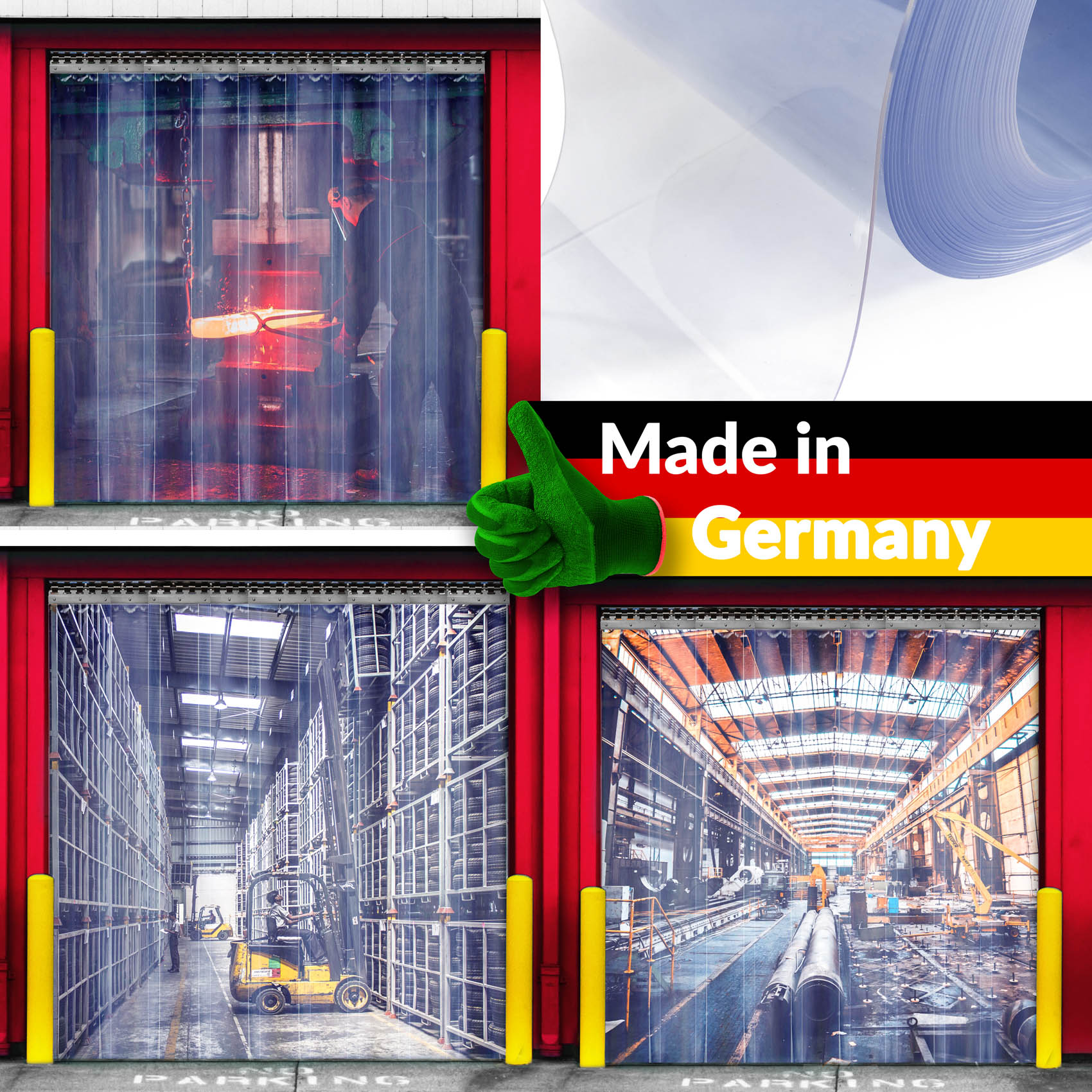 PVC Streifenvorhang Lamellen Vorhang Stärke 3mm transparent B-30cm