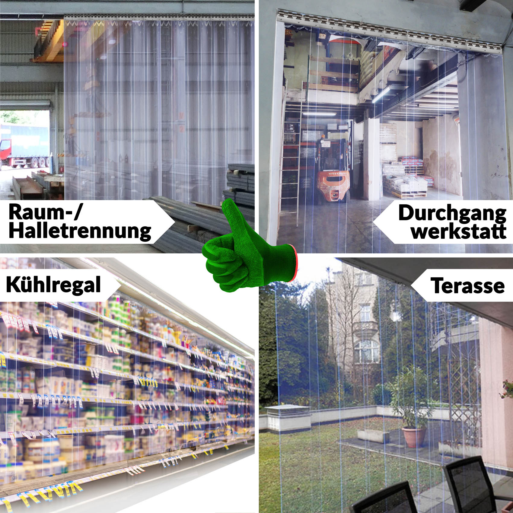 PVC Streifenvorhang Lamellen Vorhang Stärke 3mm transparent B-30cm