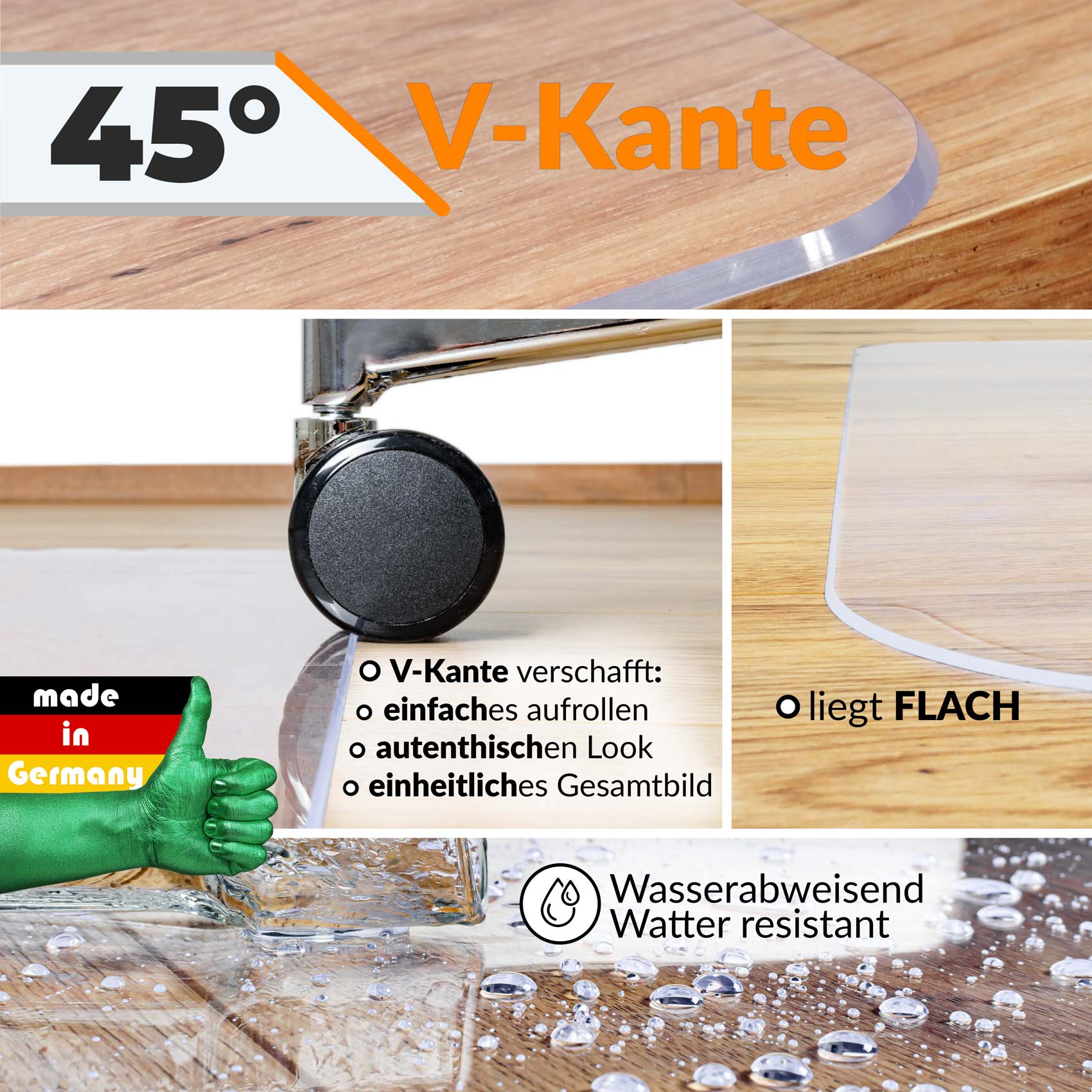 Bürostuhlunterlage transparent Bodenschutzmatte Bürostuhl Bodenschutz in vielen Größen und Formen