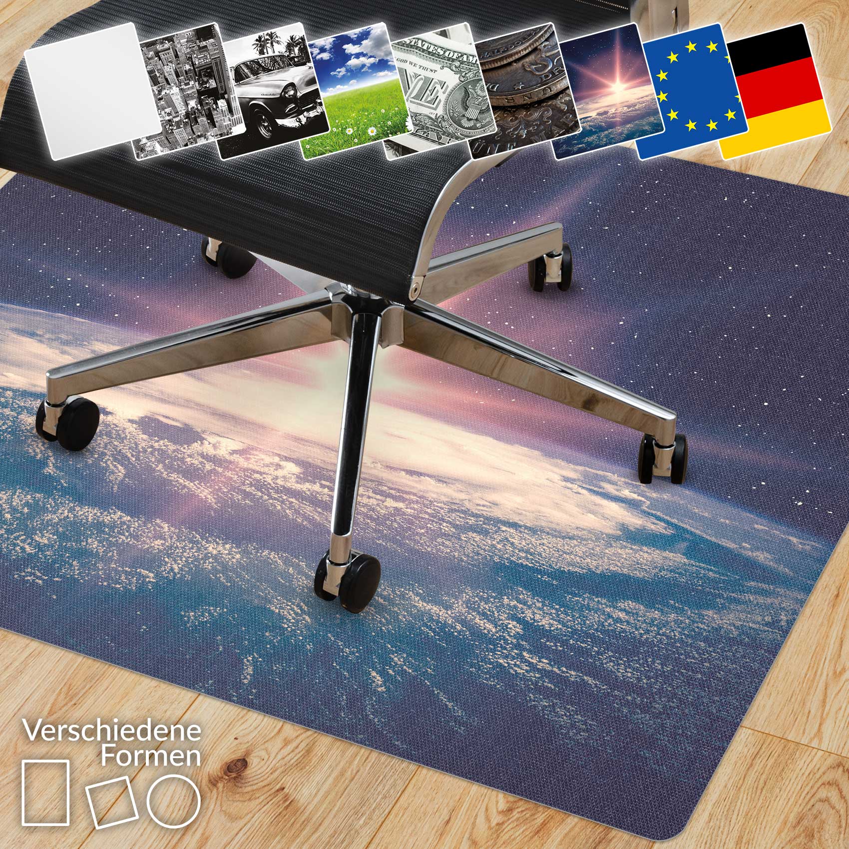 Sesamo_LOT-jpg Bürostuhlunterlage Bodenschutzmatte Schreibtisch Stuhl Unterlage Digitaldruck 9 Designs