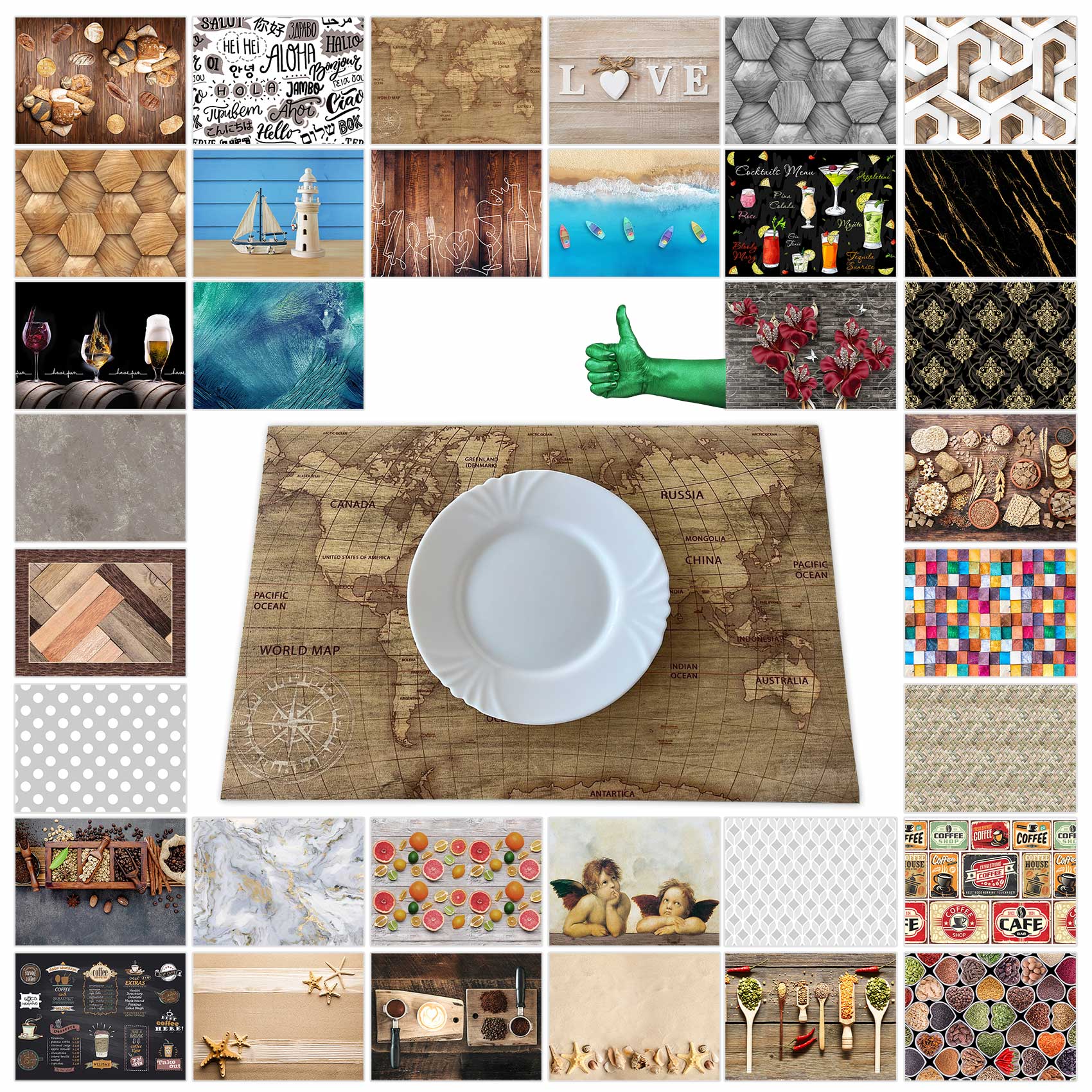 Tischset Platzset Platzdeckchen abwaschbar Tischuntersetzer PVC Placemat hitzebeständig 30x45cm