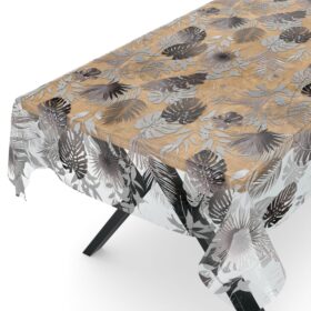 Transparente Tischdecke durchsichtig Tischfolie Folie Tischschutzfolie Vinyl  0,15mm mit Muster Blätter Silber Grau