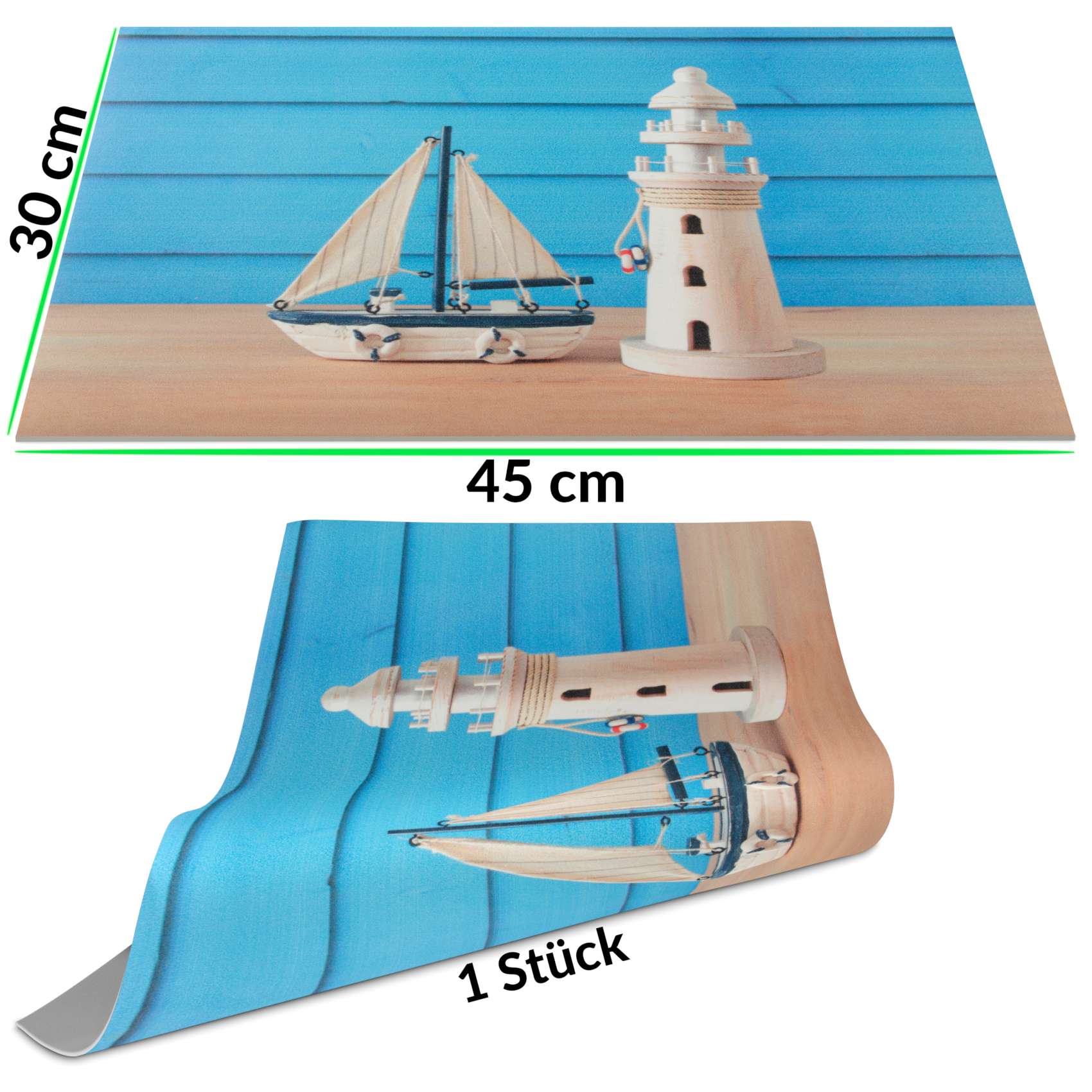 TTPL8835_40 Tischset Platzset Platzdeckchen abwaschbar Tischuntersetzer PVC Placemat hitzebeständig 30x45cm – Maritim Leuchtturm