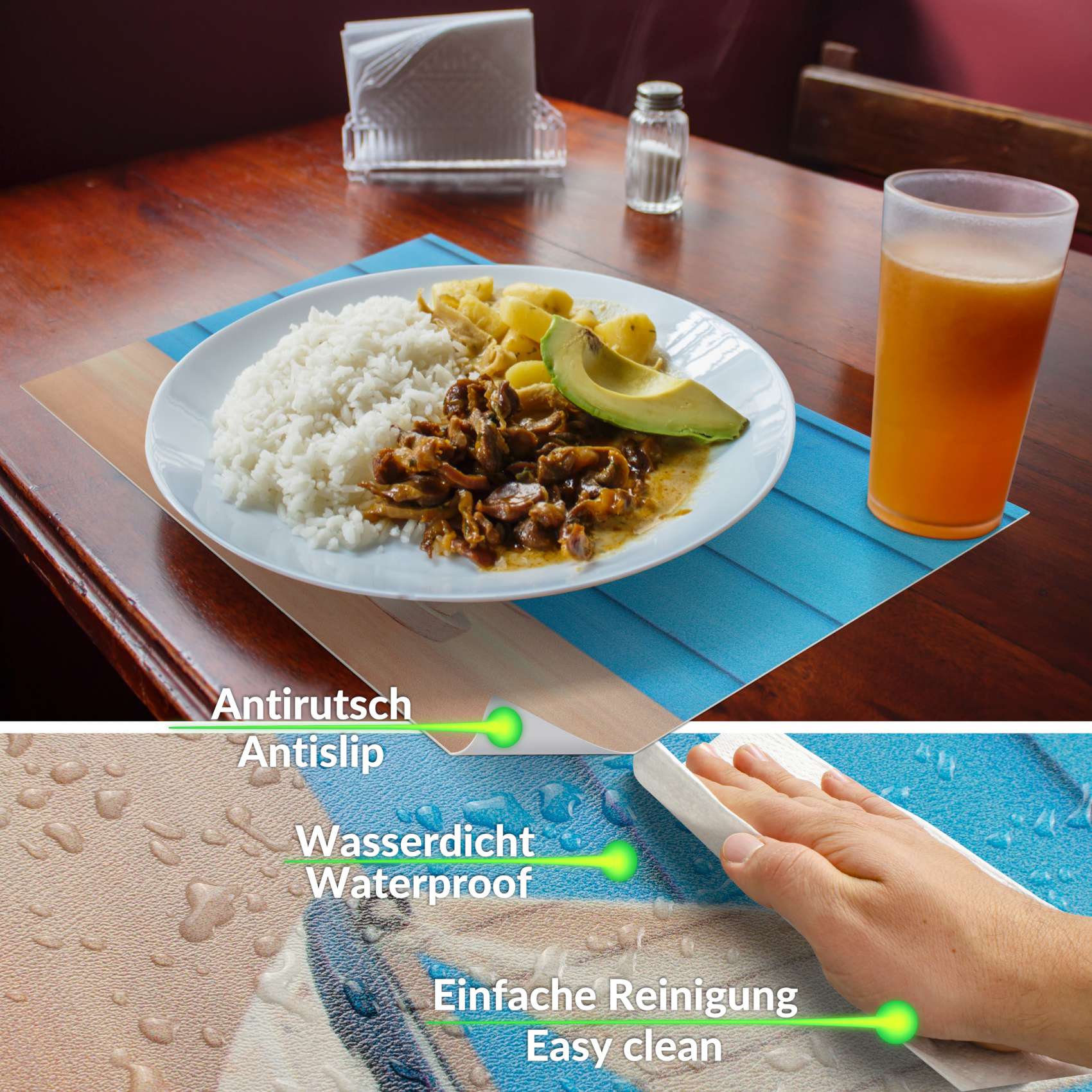 TTPL8835_30B Tischset Platzset Platzdeckchen abwaschbar Tischuntersetzer PVC Placemat hitzebeständig 30x45cm – Maritim Leuchtturm