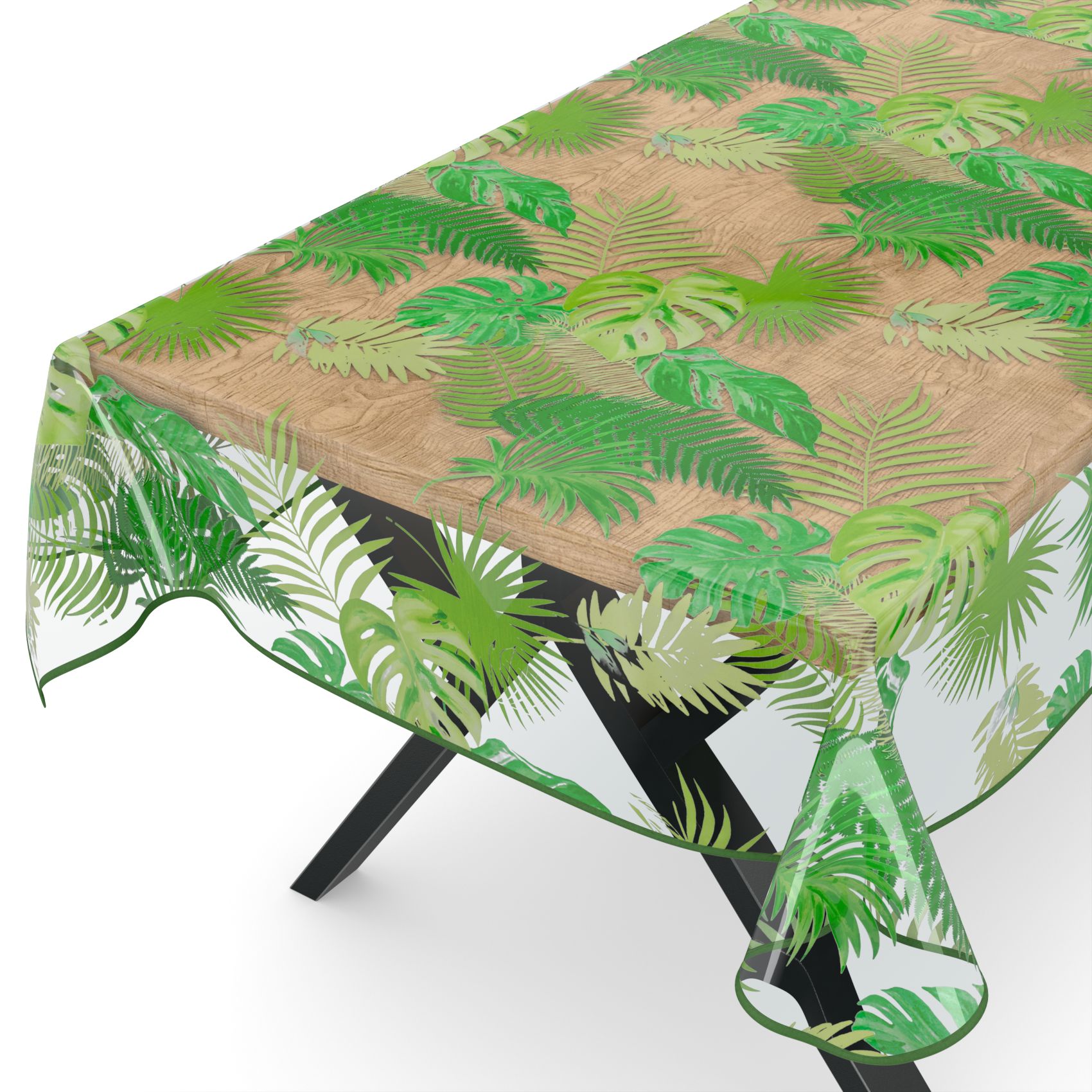 E42600C_50 Durchsichtige Tischdecke transparent Tischschutzfolie Tischfolie Klar 0,15mm mit Muster Exotik