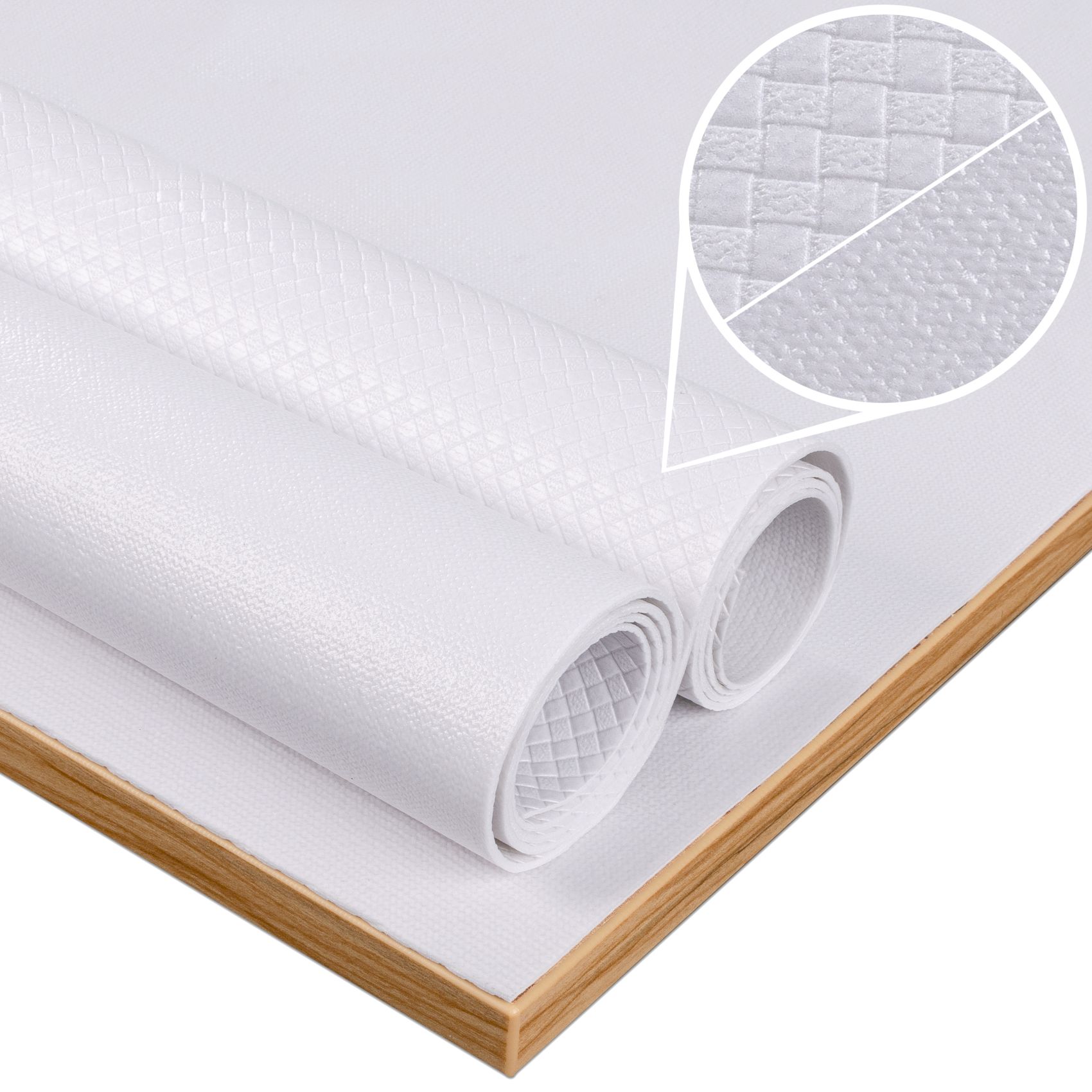 PPTA5220_10 Tischschoner Tischmolton 2mm Tischpolster Tischdeckenunterlage rutschfest Weiß Meterware Karo Muster