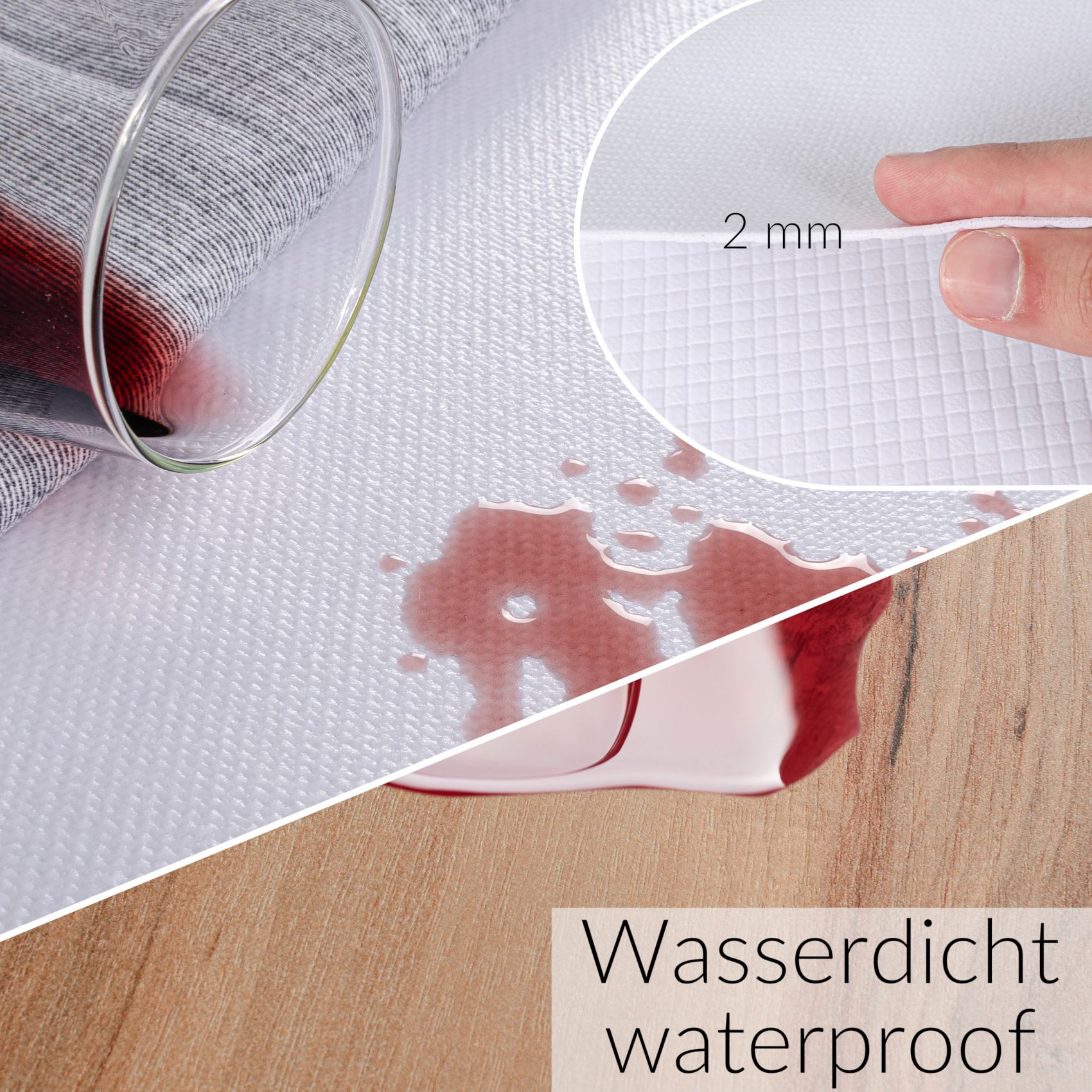 PPTA5220_20 Tischschoner Tischmolton 2mm Tischpolster Tischdeckenunterlage rutschfest Weiß Meterware Karo Muster