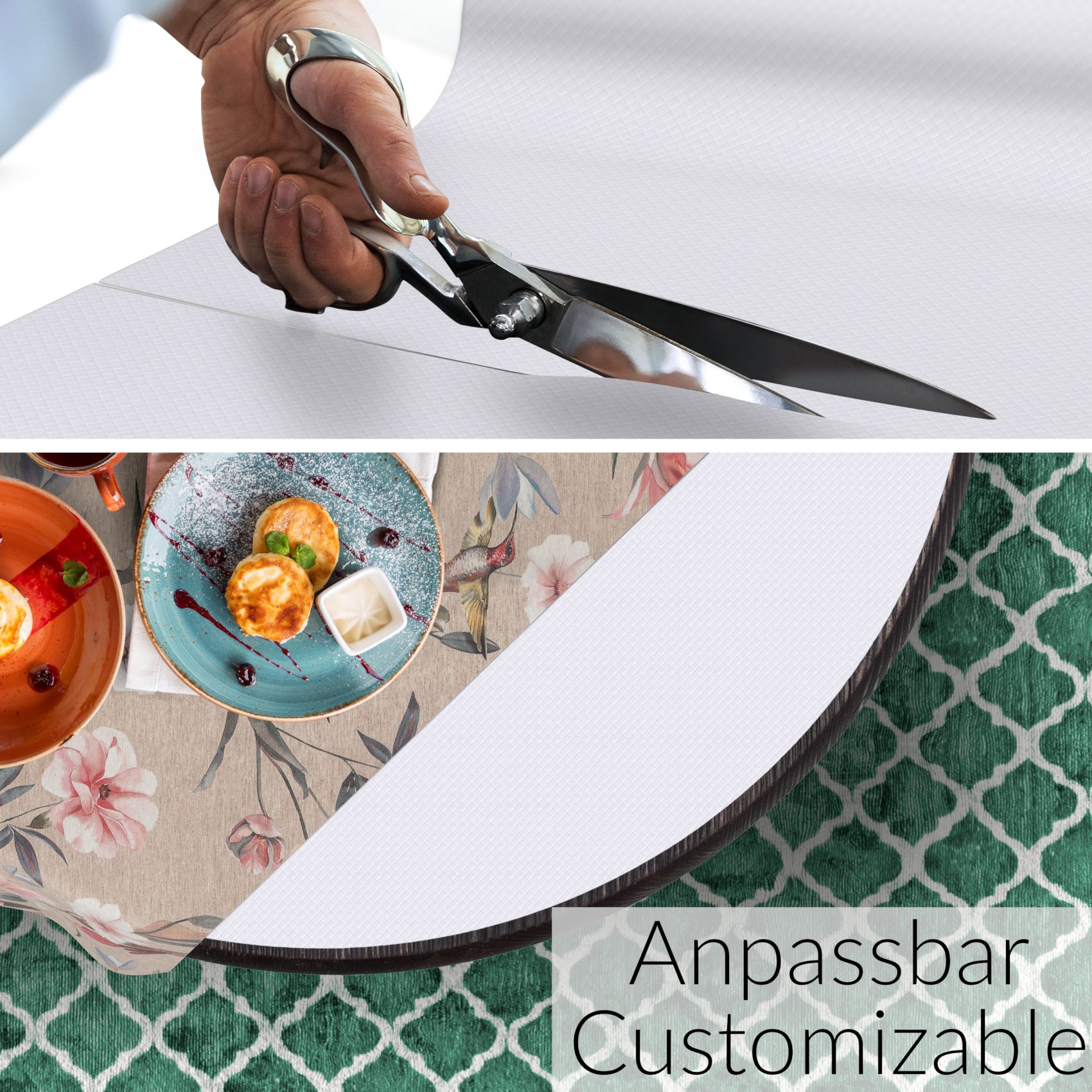 PPTA5220_30 Tischschoner Tischmolton 2mm Tischpolster Tischdeckenunterlage rutschfest Weiß Meterware Karo Muster